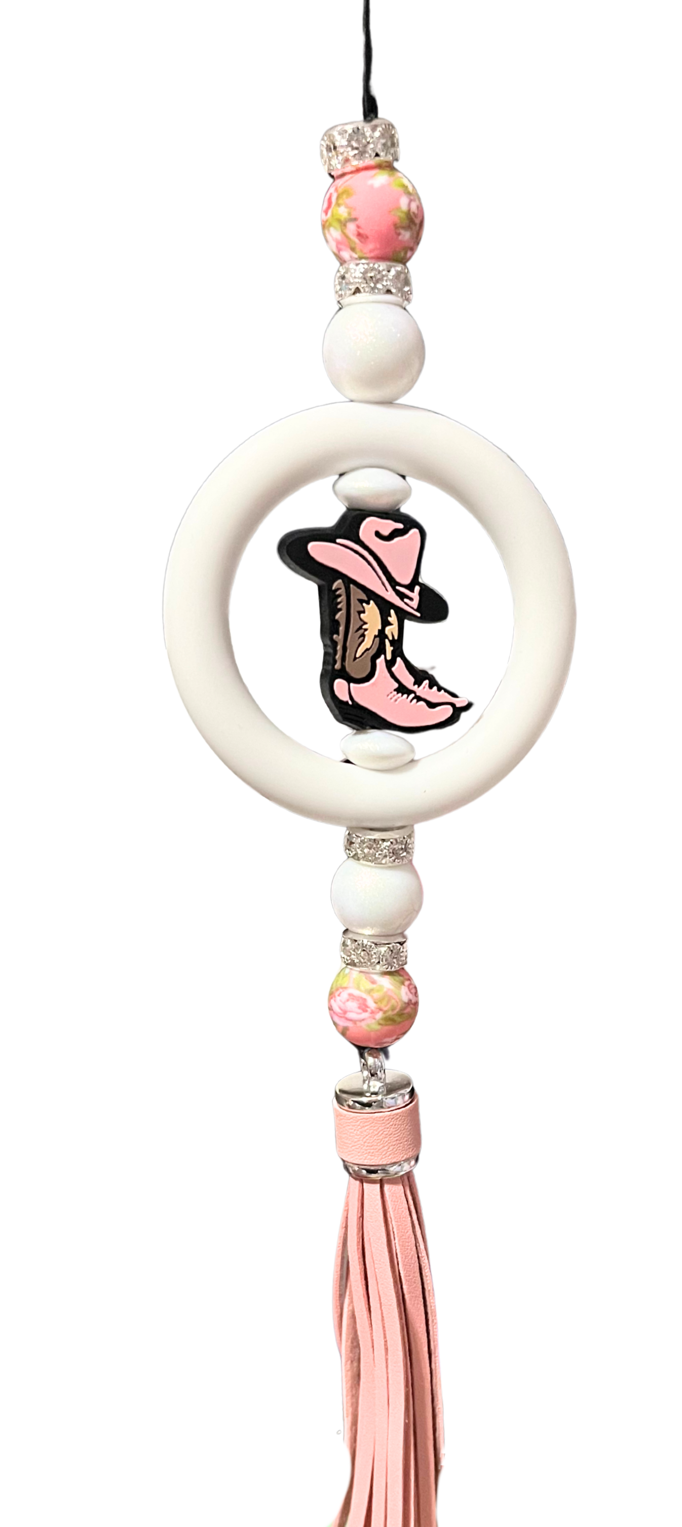 Pink Cowgirl Boot Car Charm