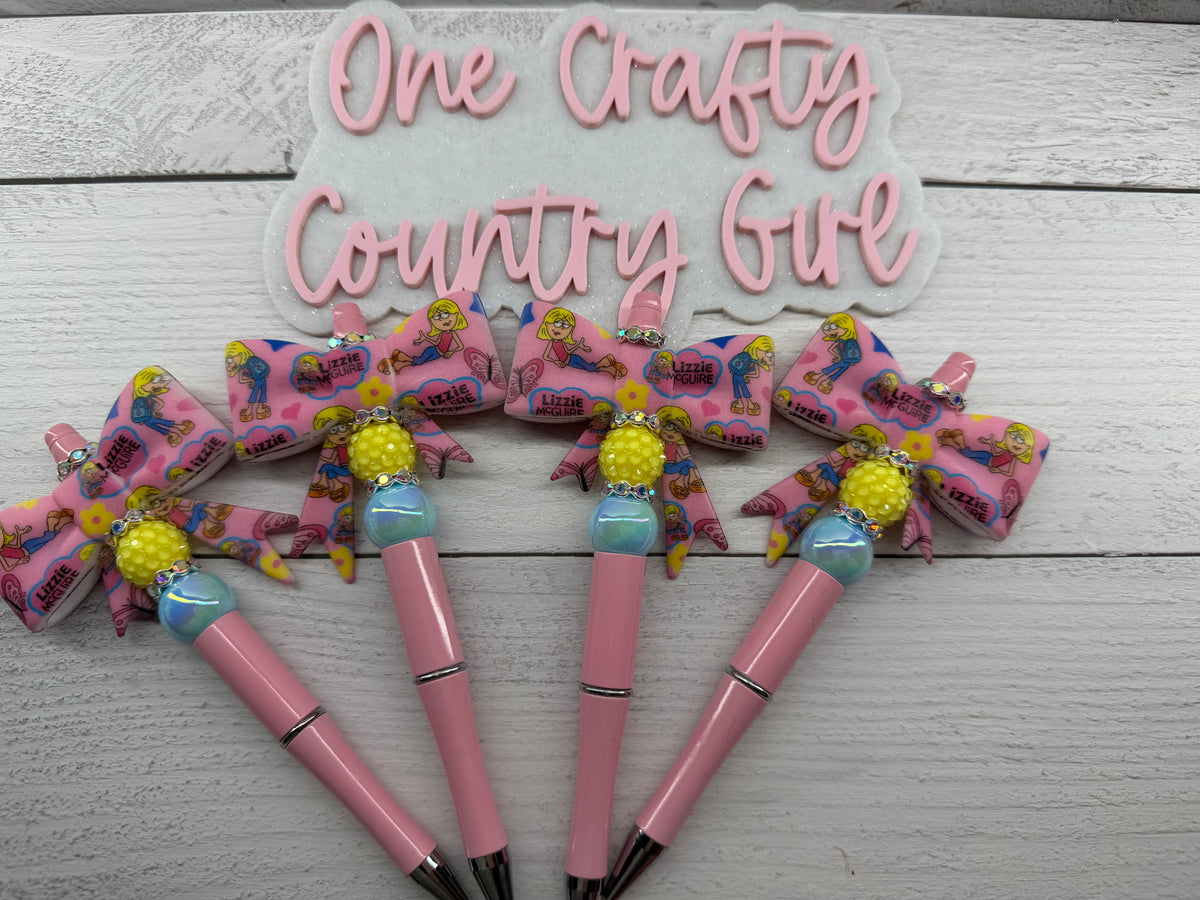 Lizzy Pink Bow on Pink Pen