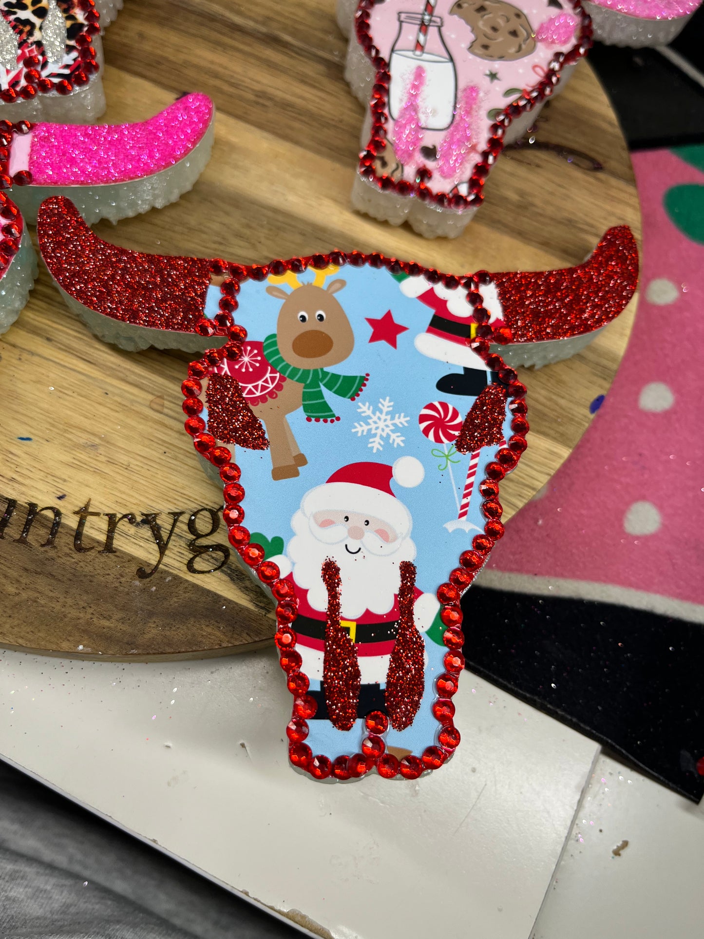 Santa bull head freshie in the scent Winter Appple