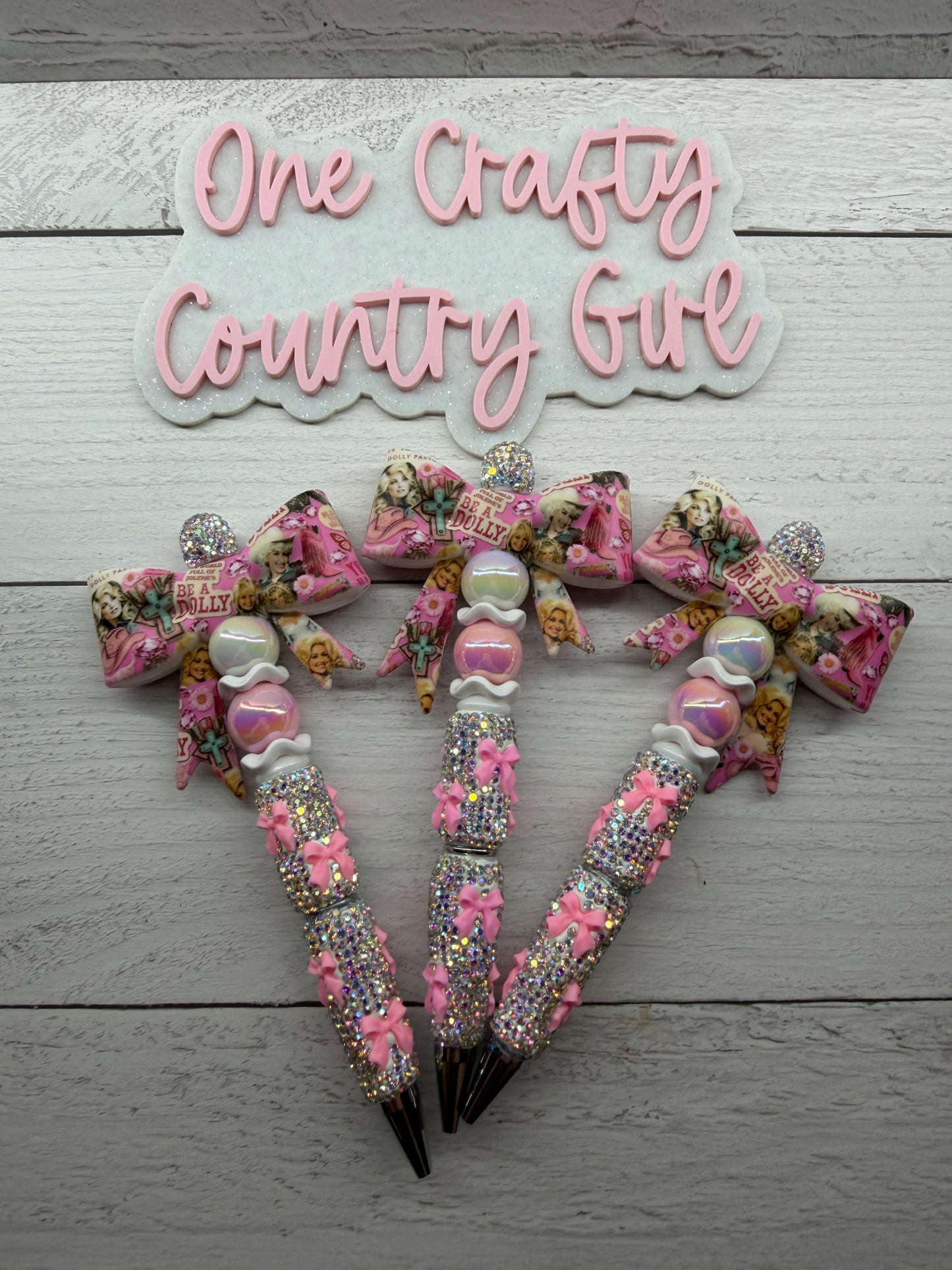 Be a Dolly Bow on Silver Clay Rhinestone Bow Pen (Dolly Collection#3)