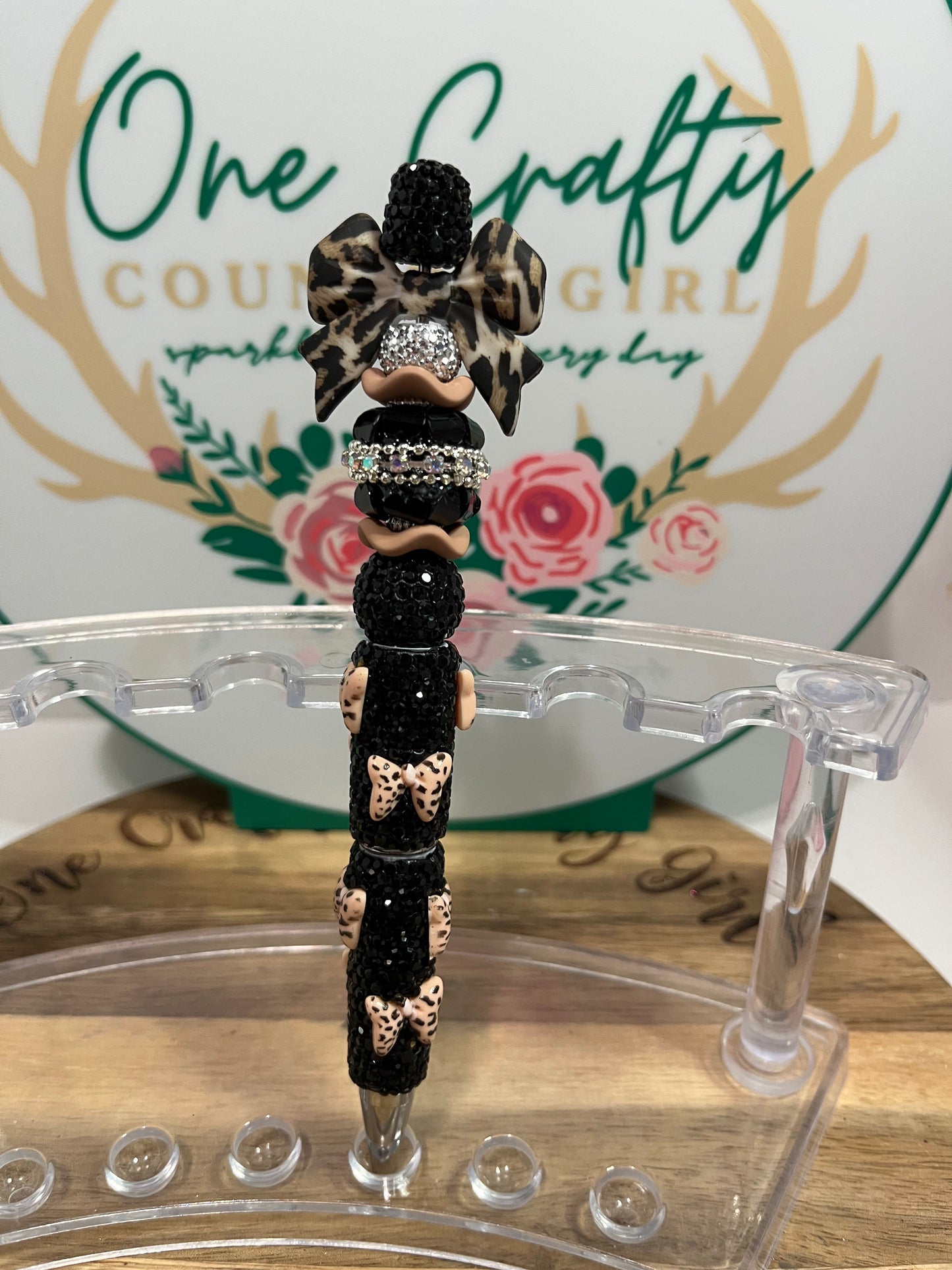 Leopard Bow on a Bling Leopard Bow Pen