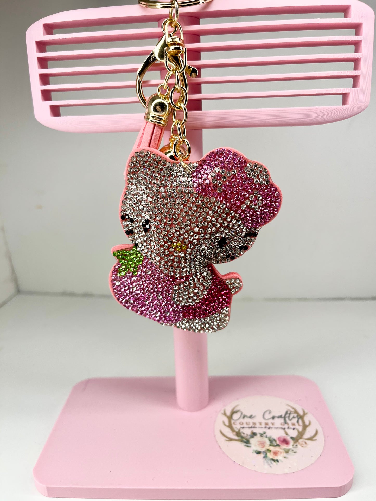 Sparkly Rhinestone Cat Keychains