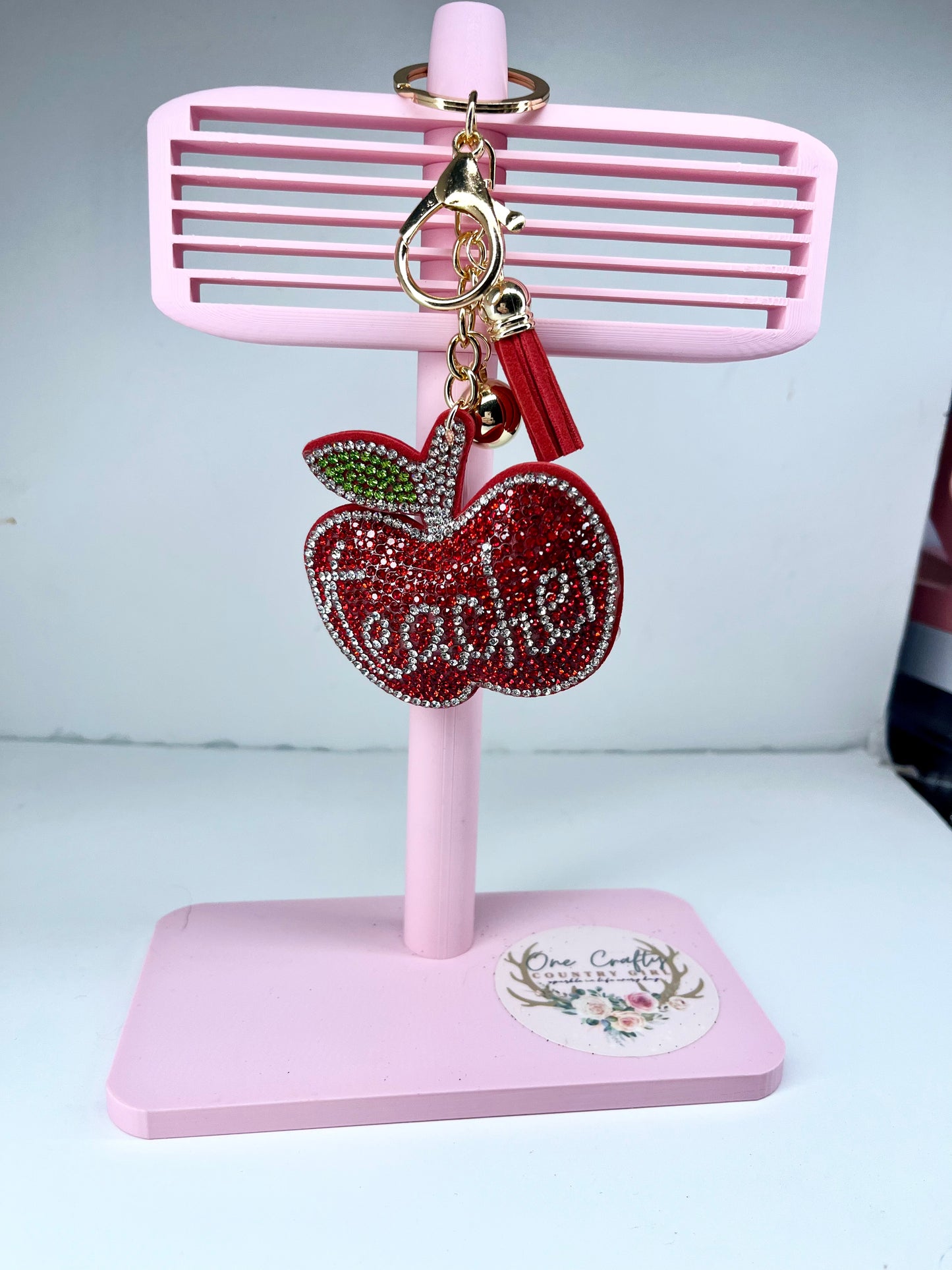 Sparkly Rhinestone Teacher Keychain