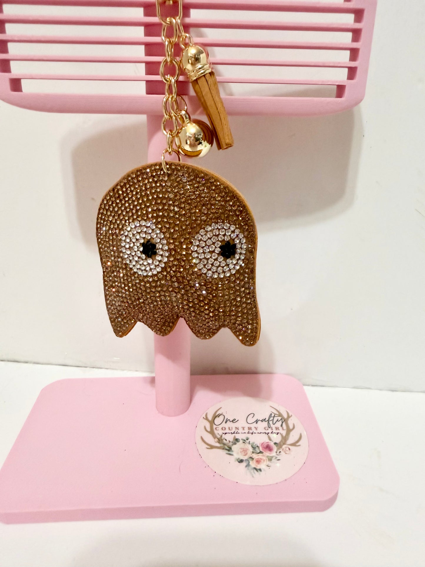 Pac Man Ghost Sparkly Rhinestone Keychains