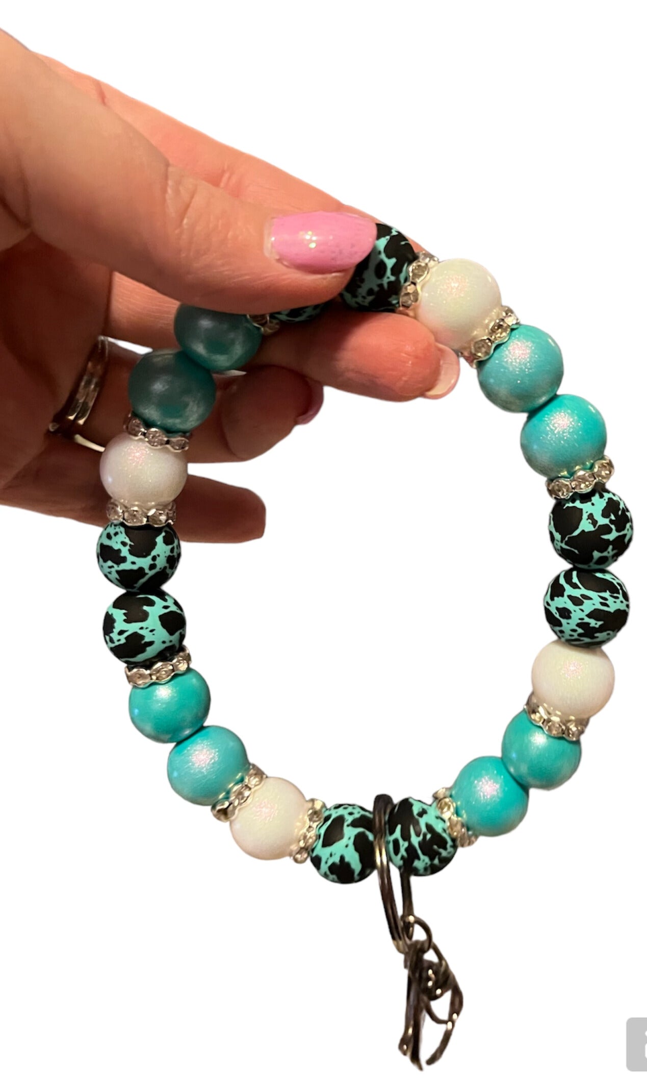 Teal Cow Printed Wristlet