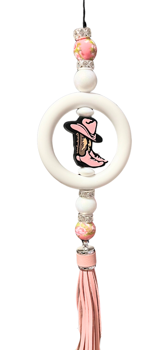Pink Cowgirl Boot Car Charm