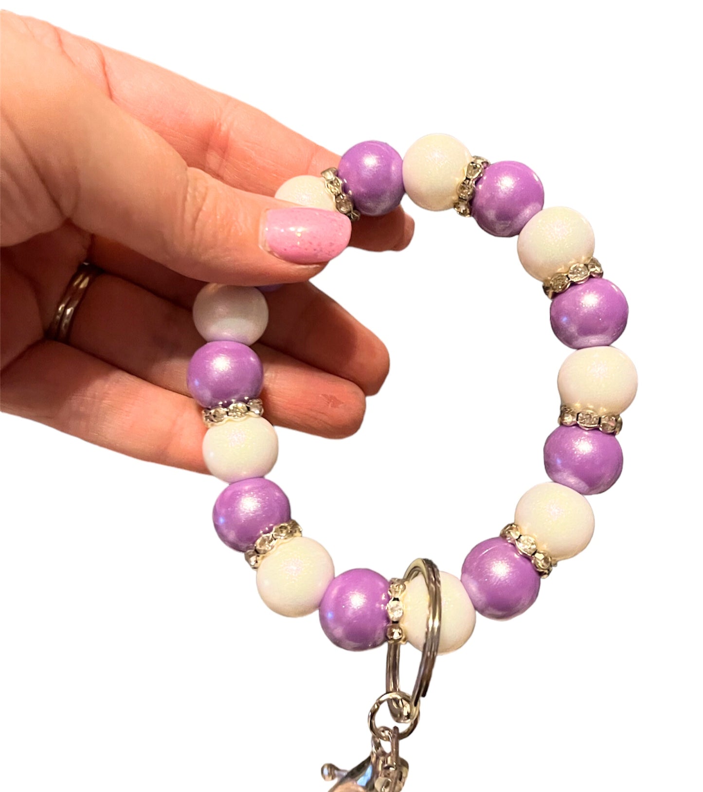 Lilac and white wristlet