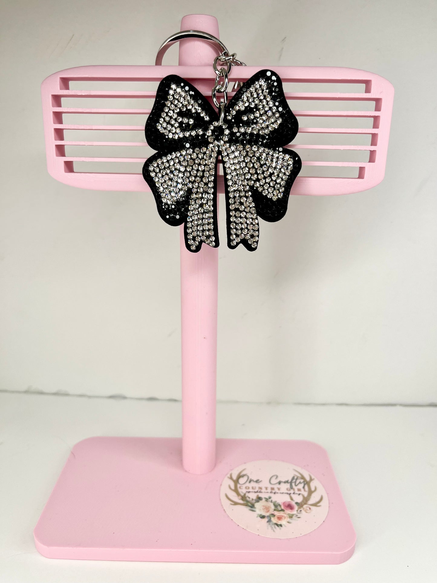 Sparkly Rhinestone Cheer Bow Keychain