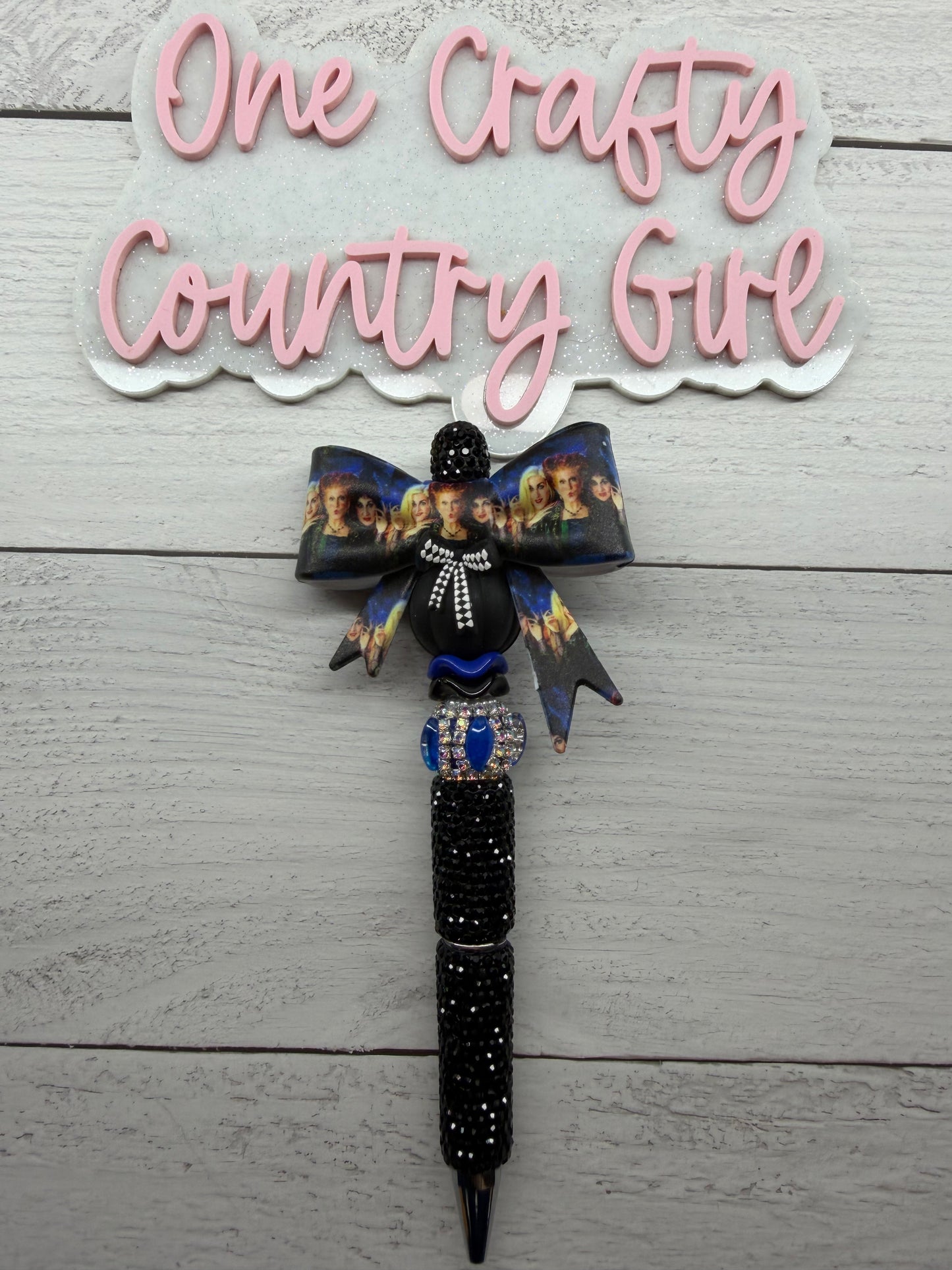 Hocus Pocus Inspired Bow on Rhinestone Pen