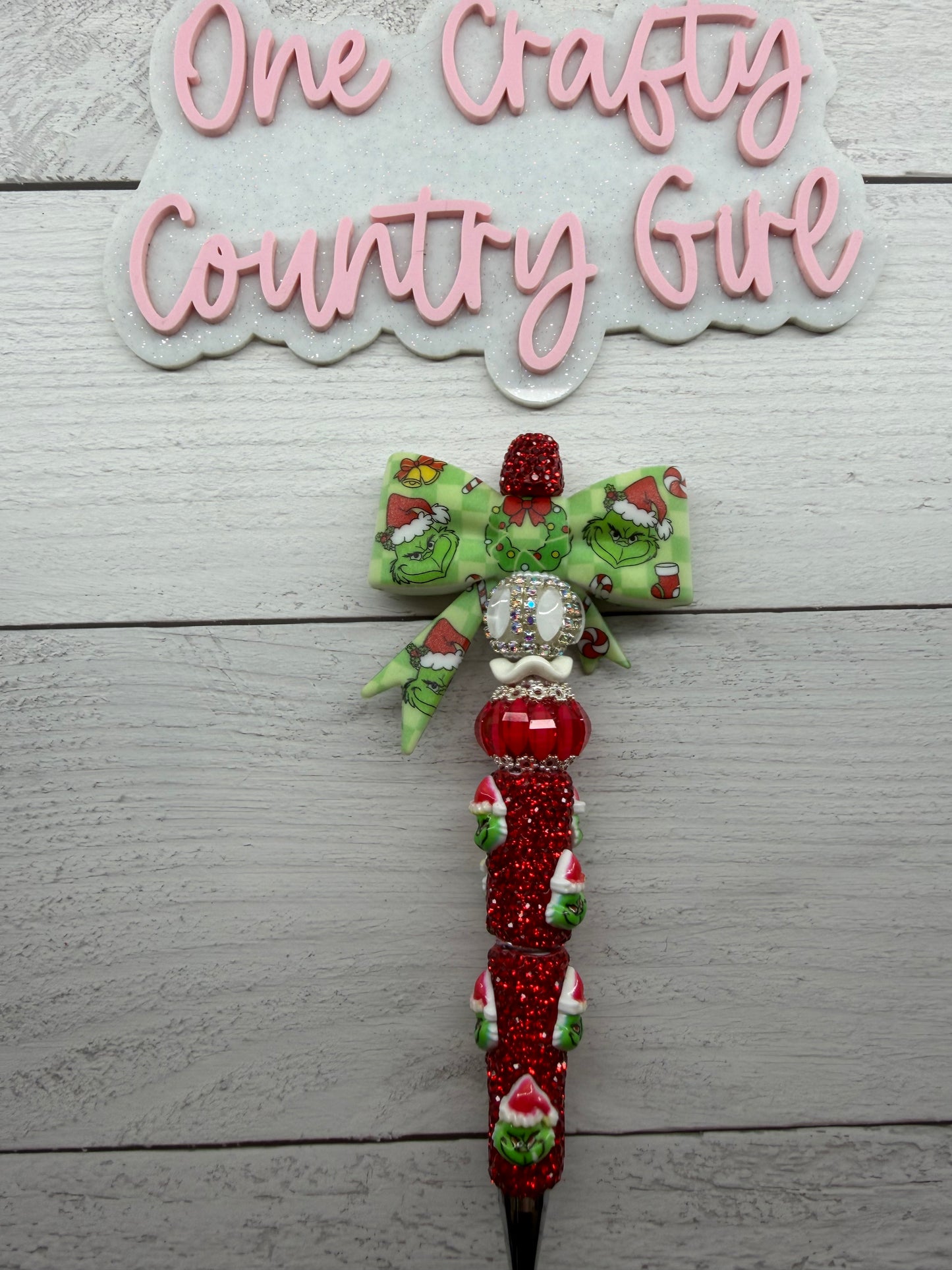 The Mean One Bow on Rhinestone Character Pen