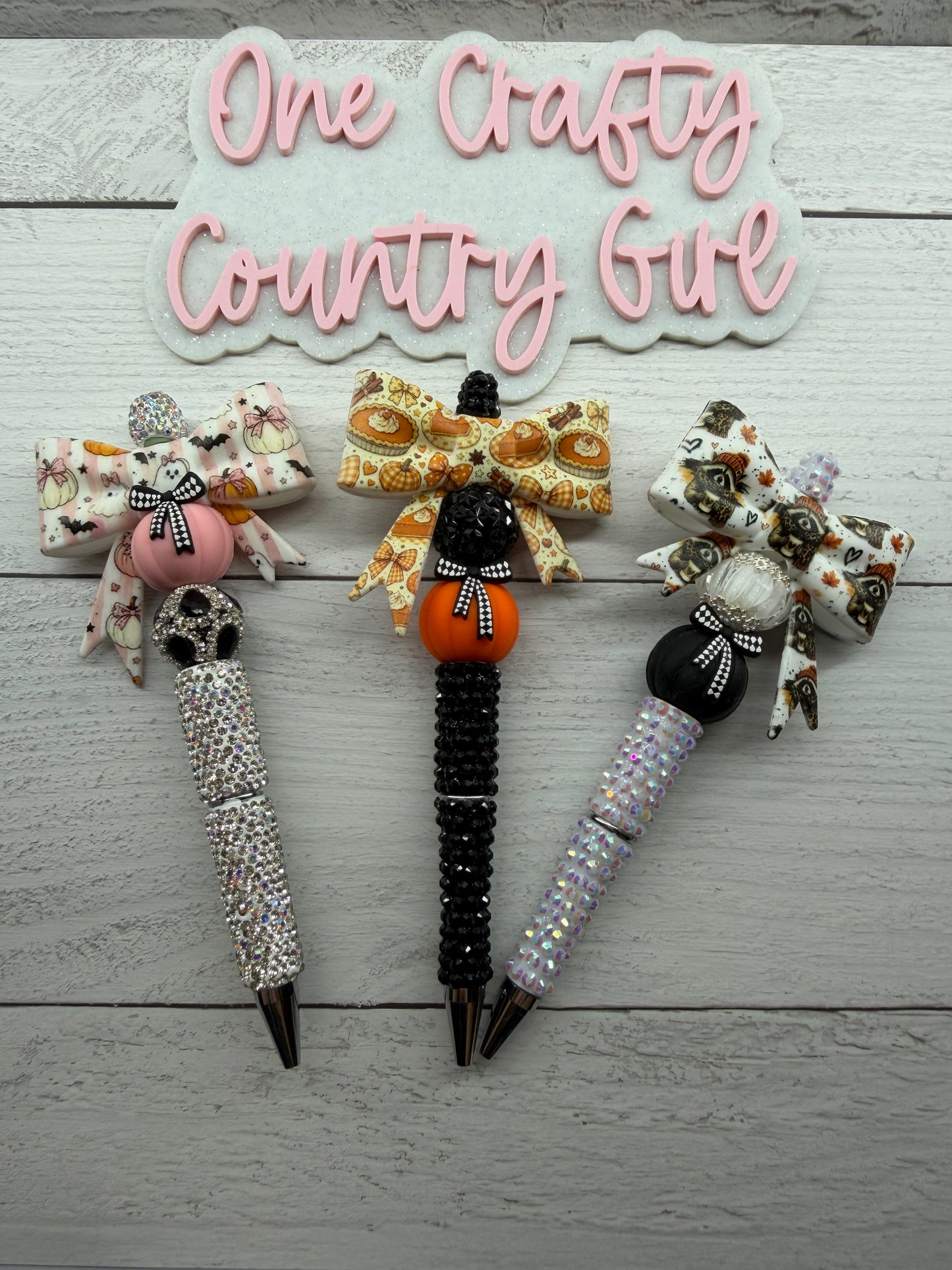 Fall Bow on rhinestone pens