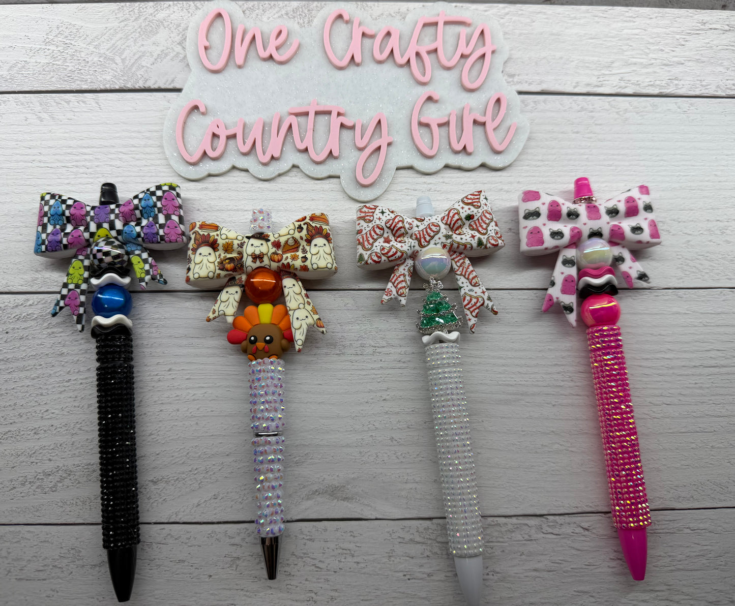 "Richard" based bows on plastic rhinestone pens (Adults pen)