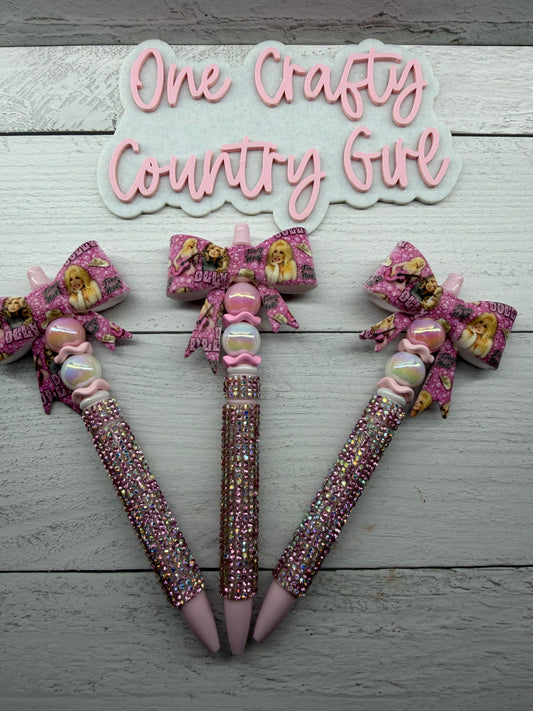 Forever in our hearts bow on plastic rhinestone pen (Dolly Collection 10)