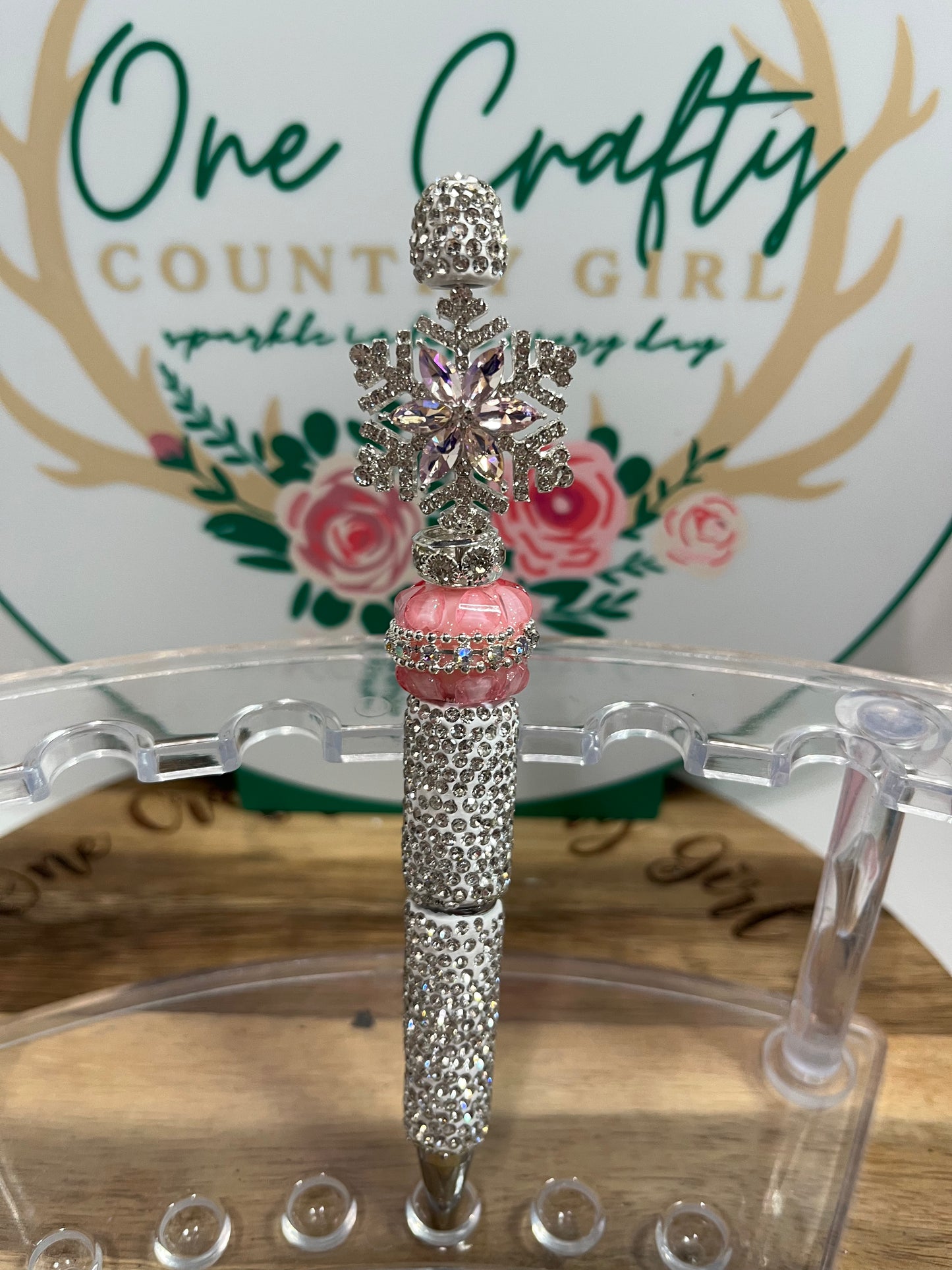 Fancy Snowflake or Heart on a Sparkly Pen