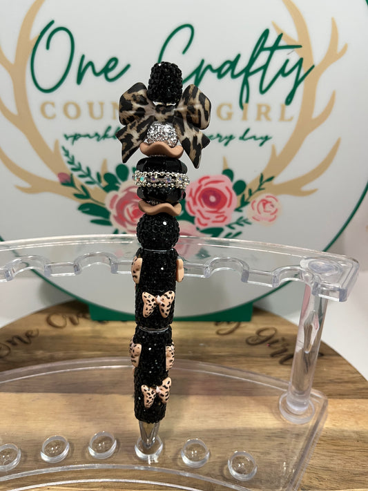 Leopard Bow on a Bling Leopard Bow Pen