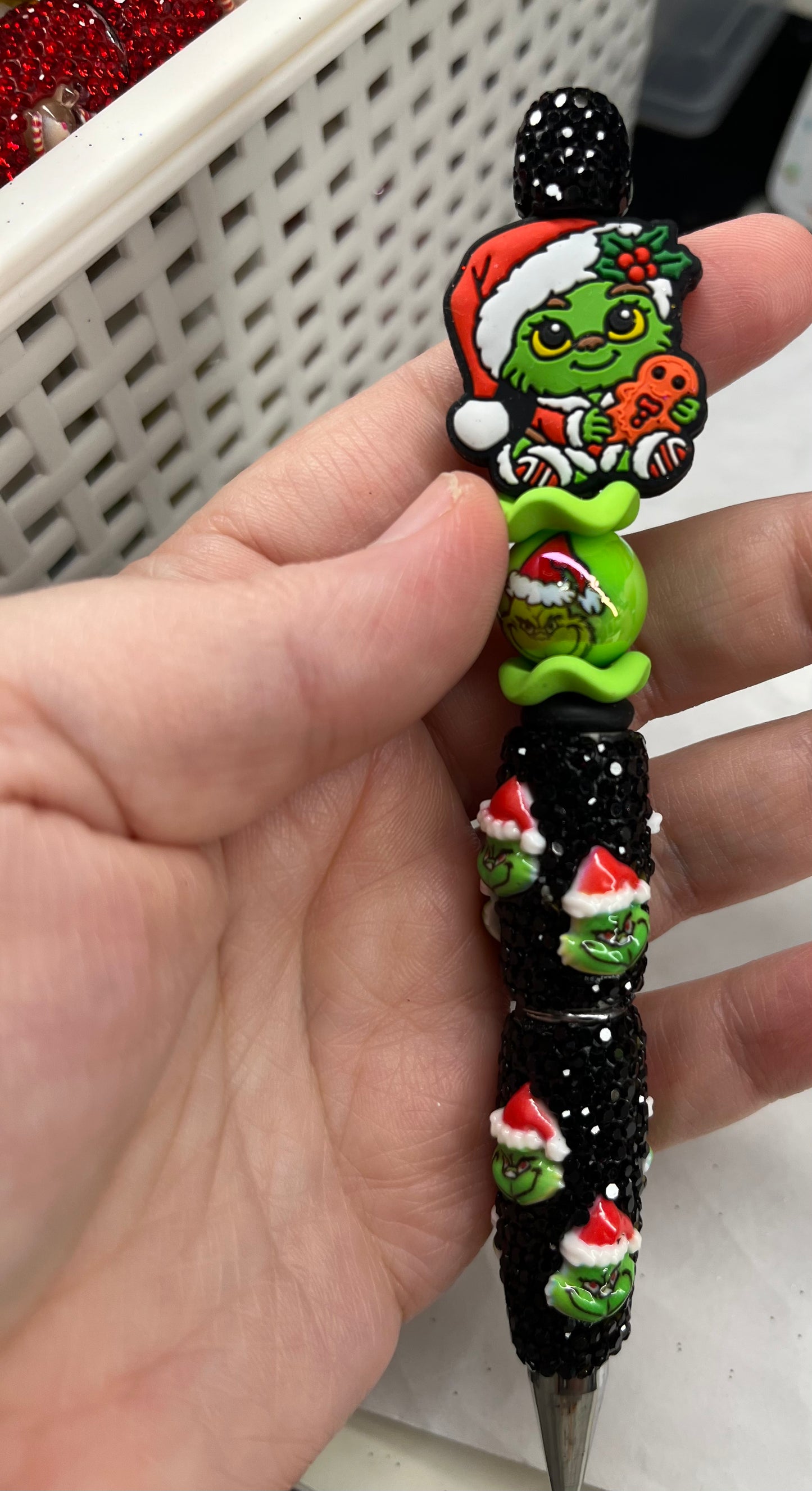 Baby Mean Man on a Fancy Black Bling Mean Men Pen