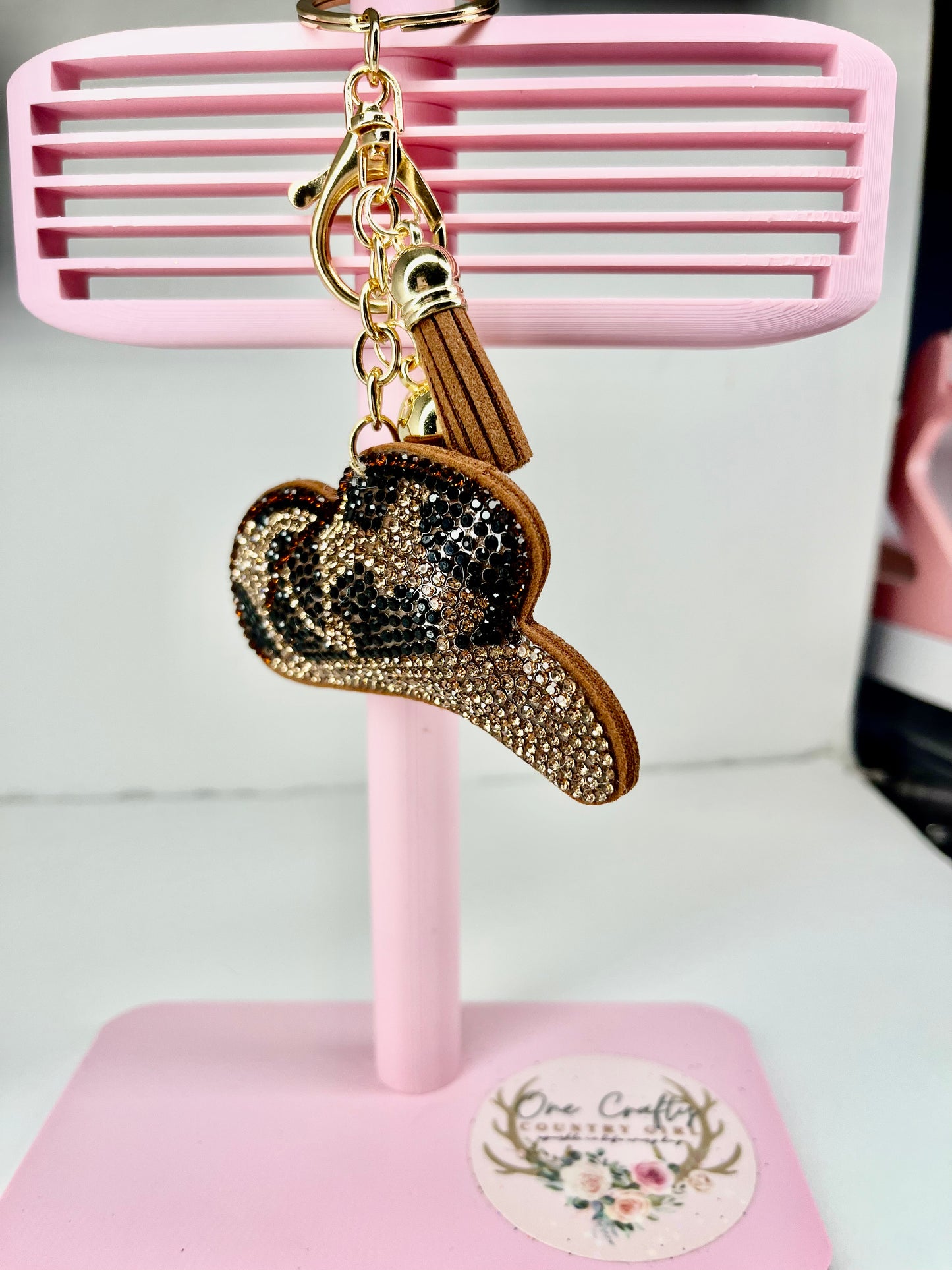 Sparkly Rhinestone Cowboy Hat Keychain
