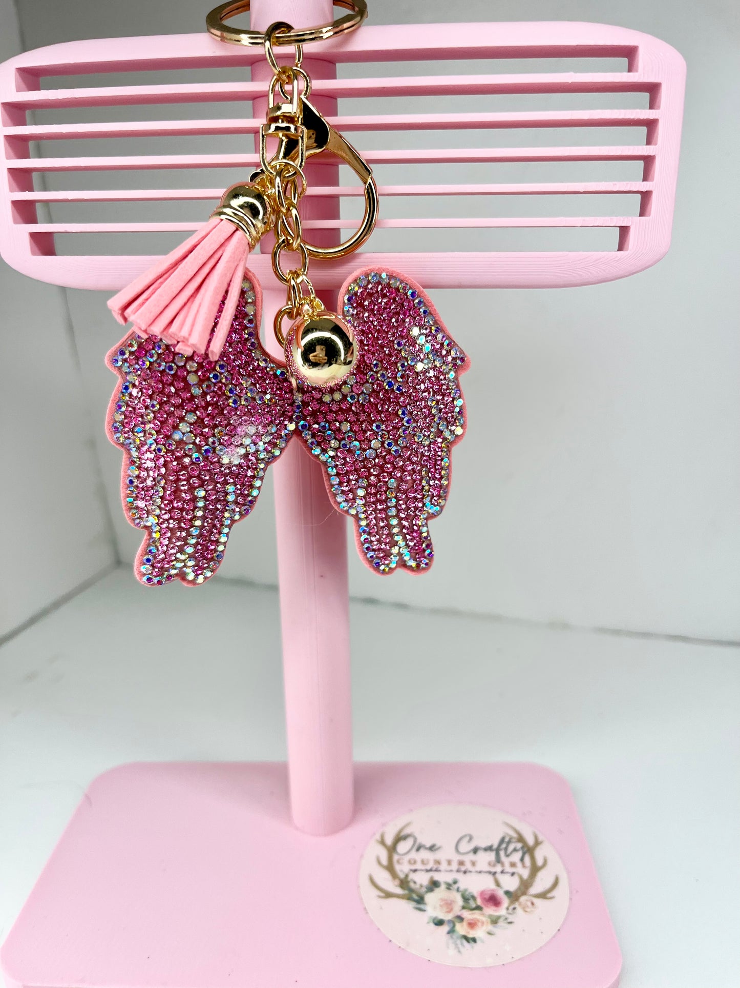 Sparkly Rhinestone Wings Keychain