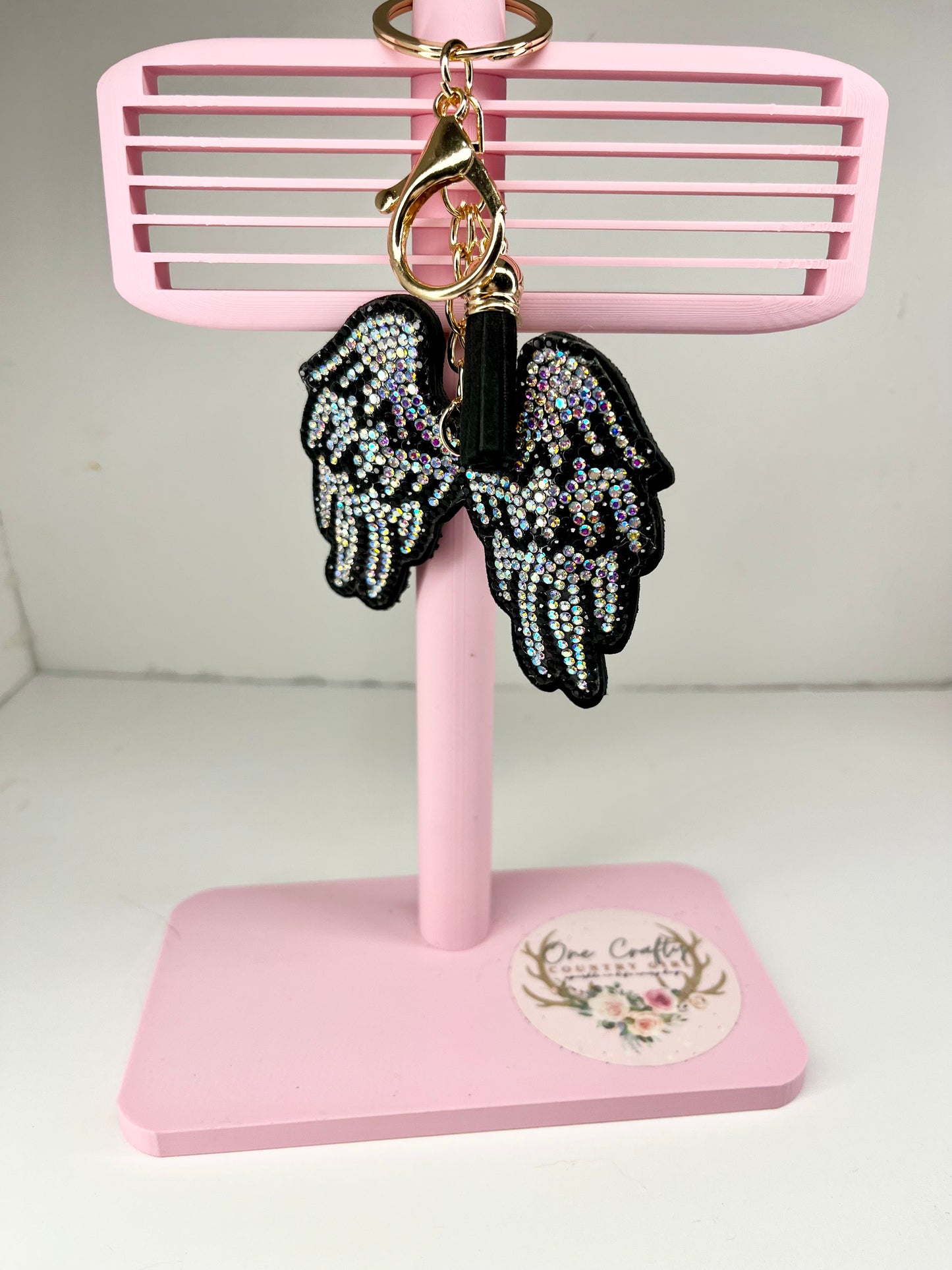 Sparkly Rhinestone Wings Keychain