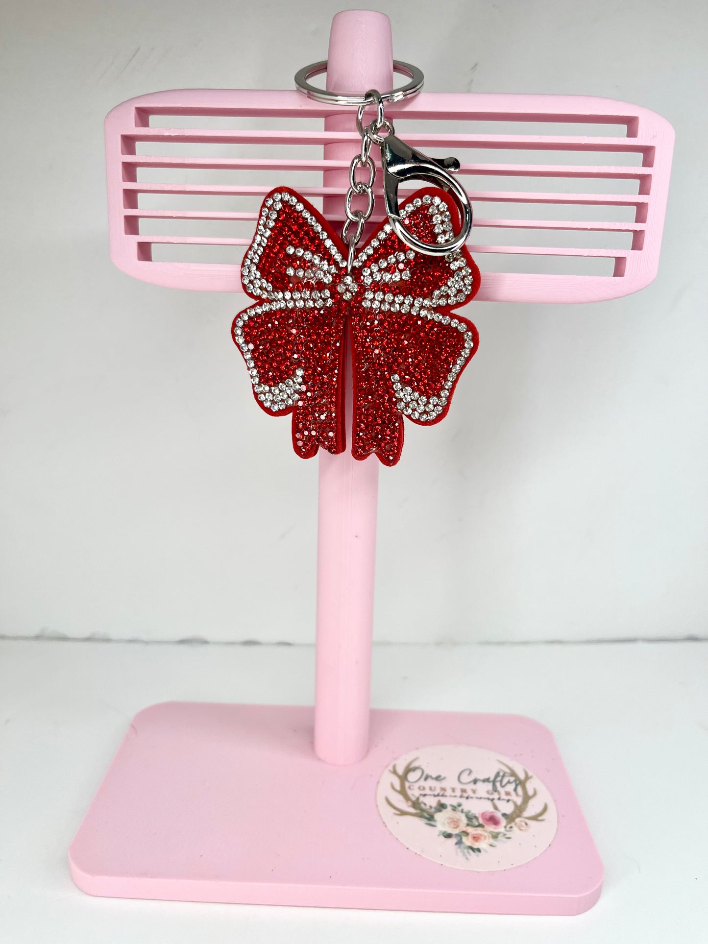 Sparkly Rhinestone Cheer Bow Keychain