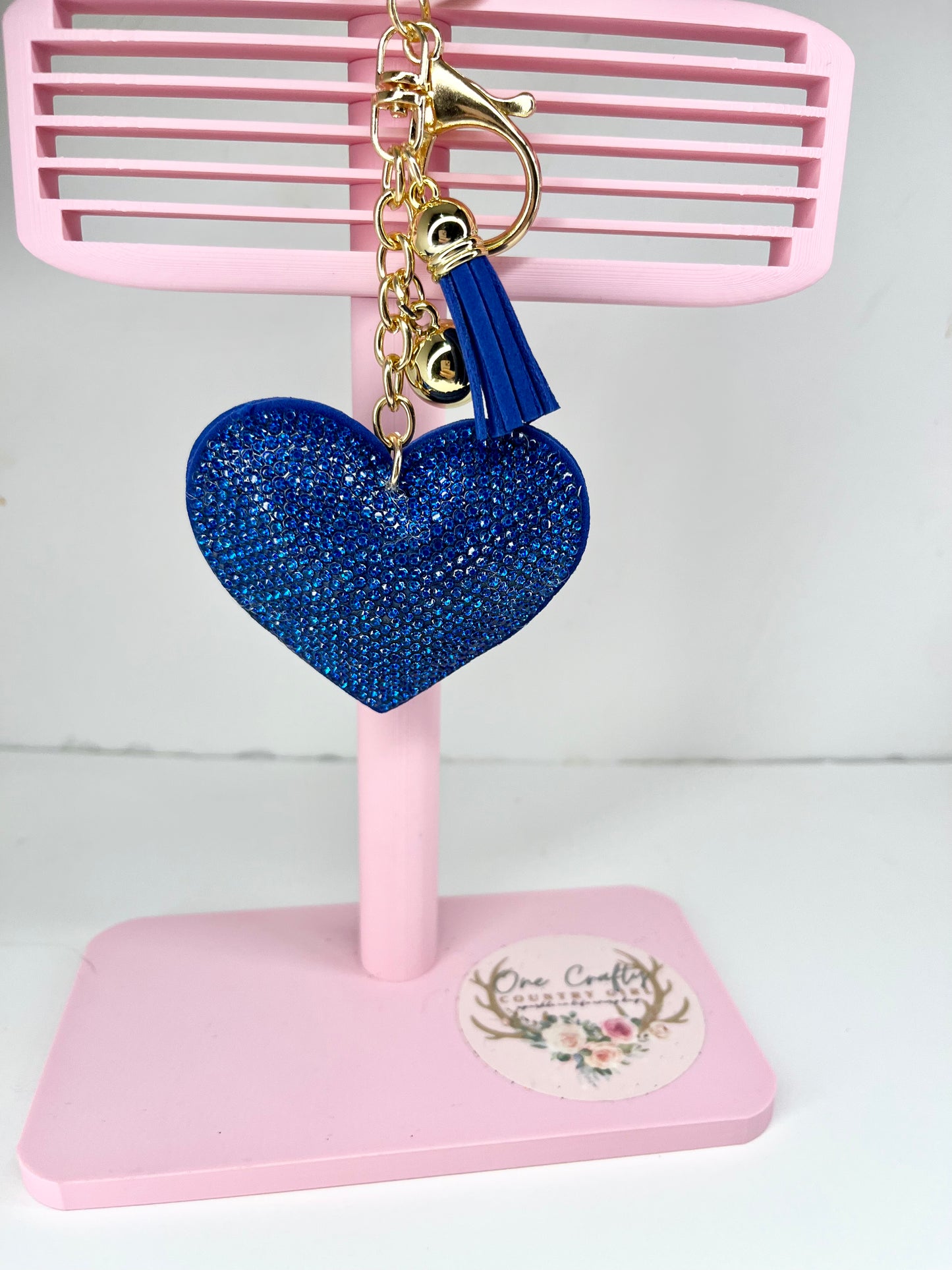 Sparkly Rhinestone Heart Keychains