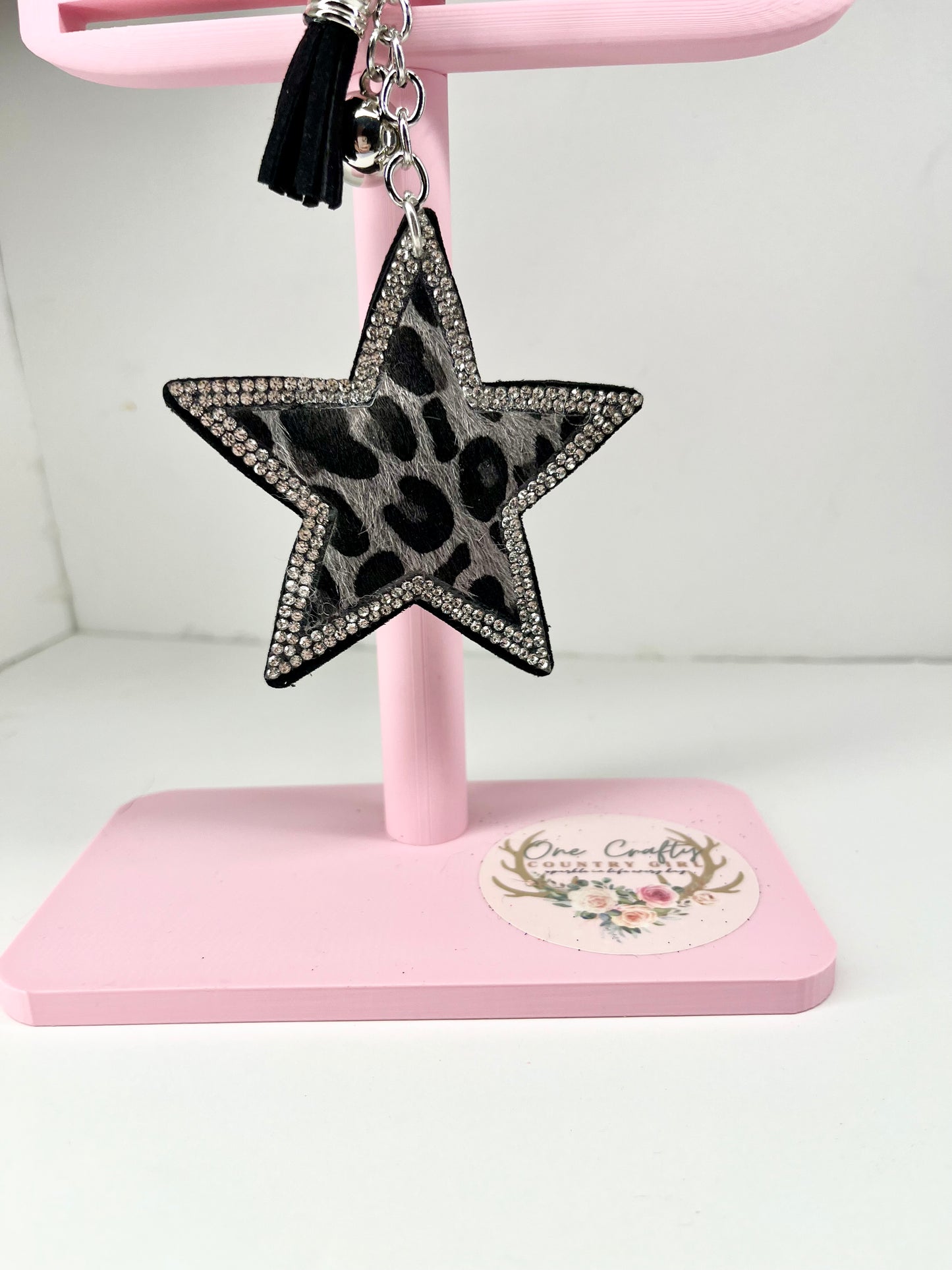 Sparkly Rhinestone Patterned Star Keychains