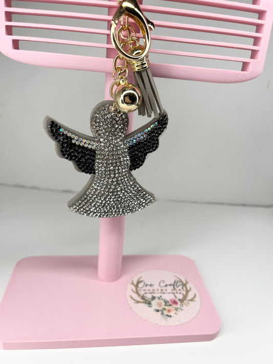 Sparkly Rhinestone Angel Keychain
