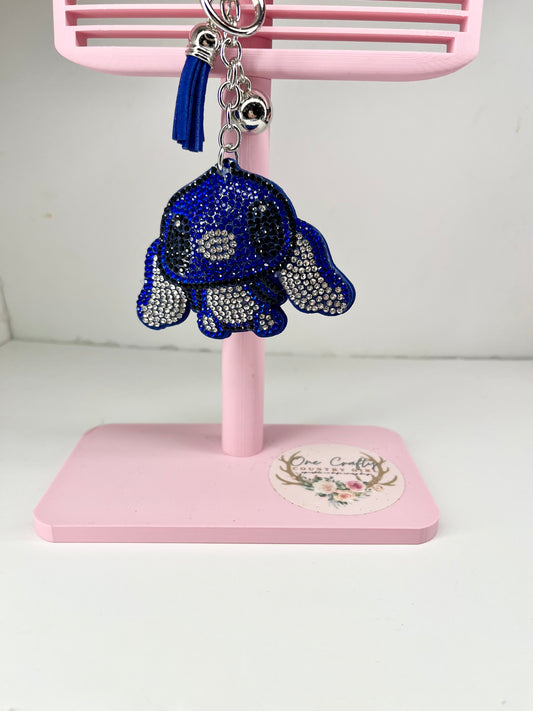 Sparkly Rhinestones Blue Alien Keychain