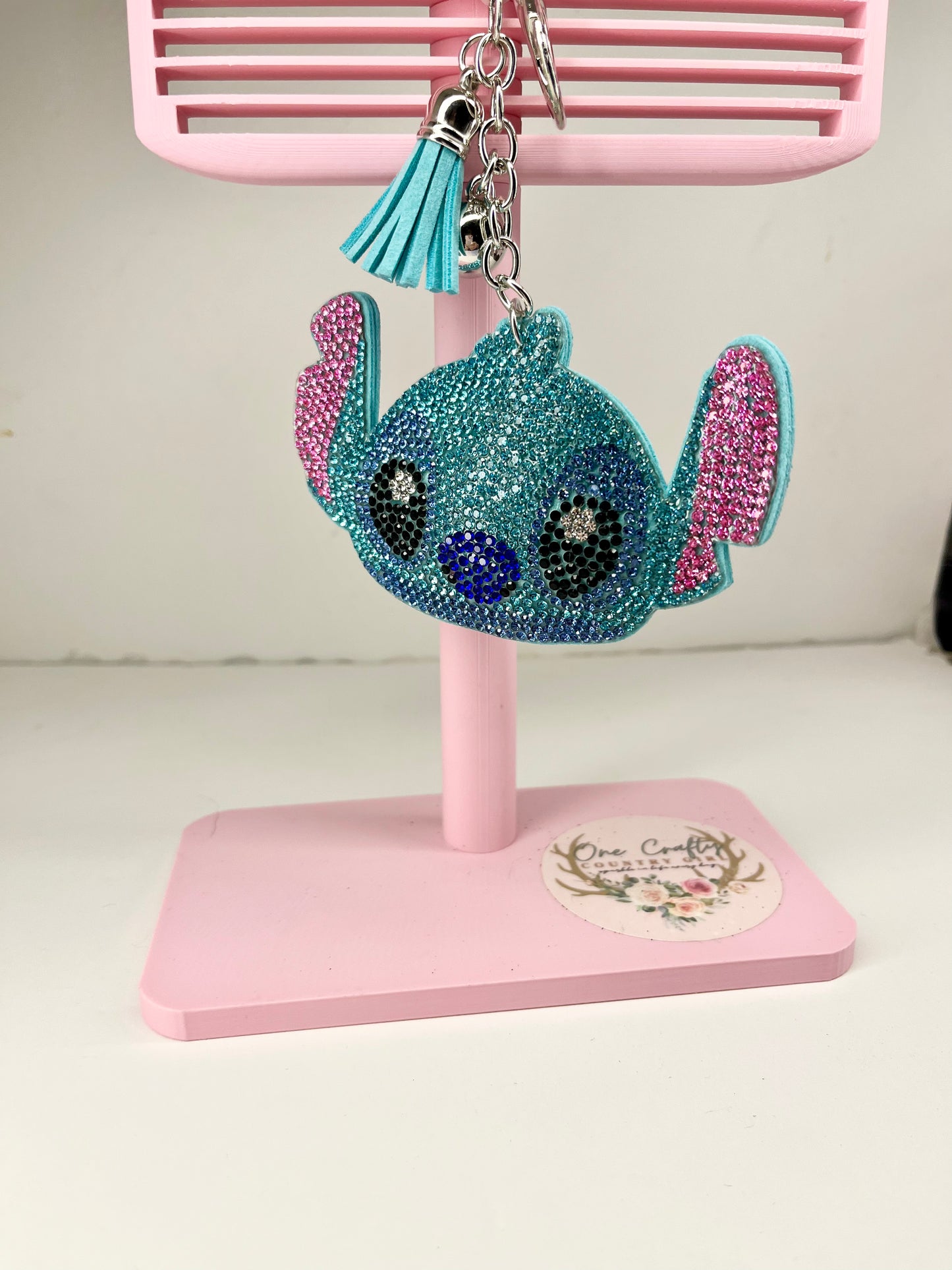 Sparkly Rhinestones Blue Alien Keychain