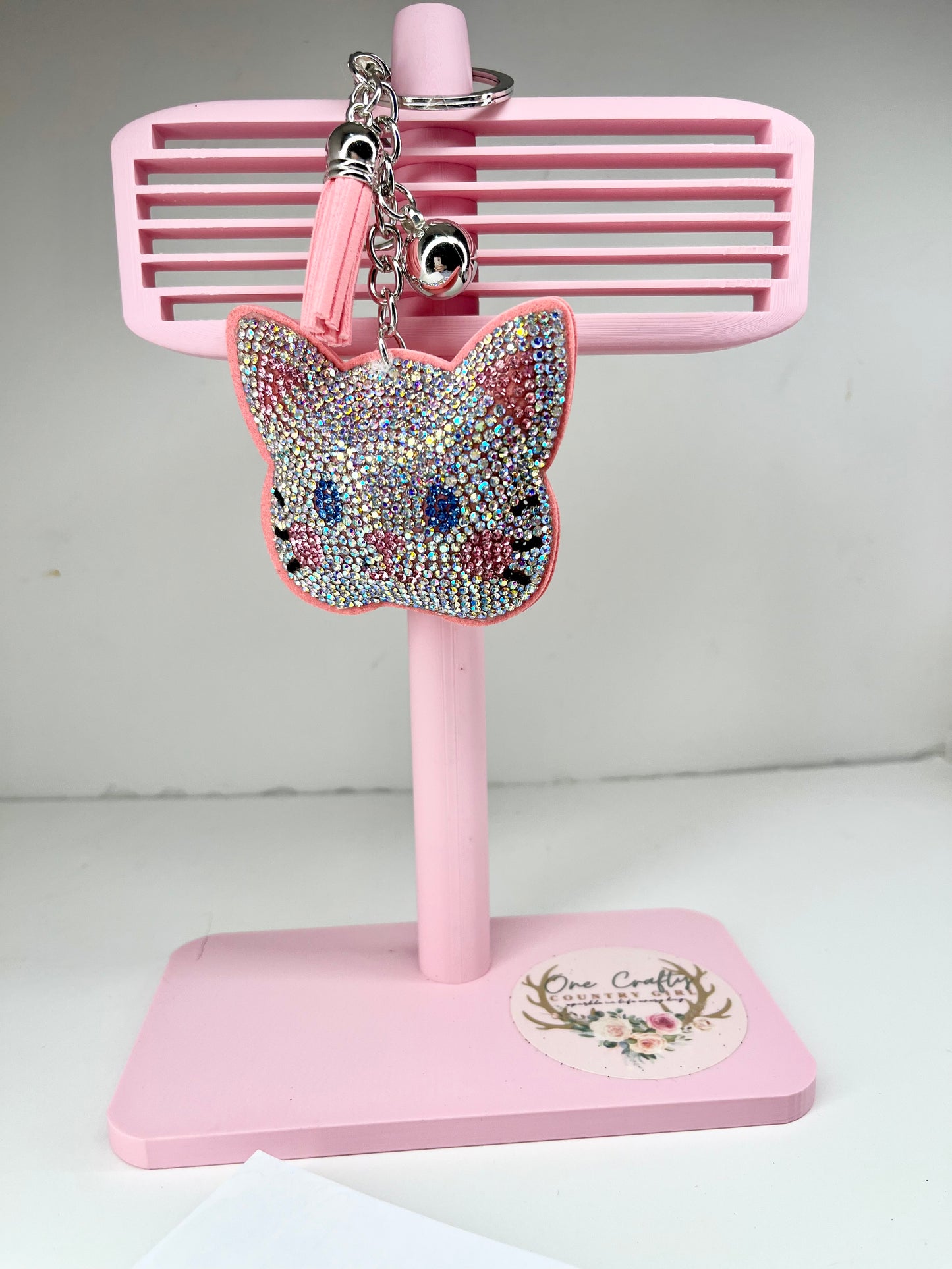 Sparkly Rhinestone Cat Keychains