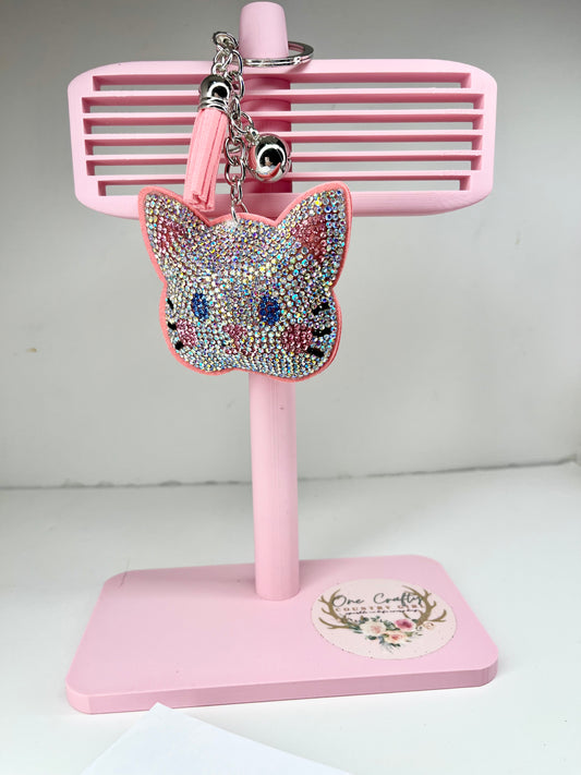 Sparkly Rhinestone Cat Keychains
