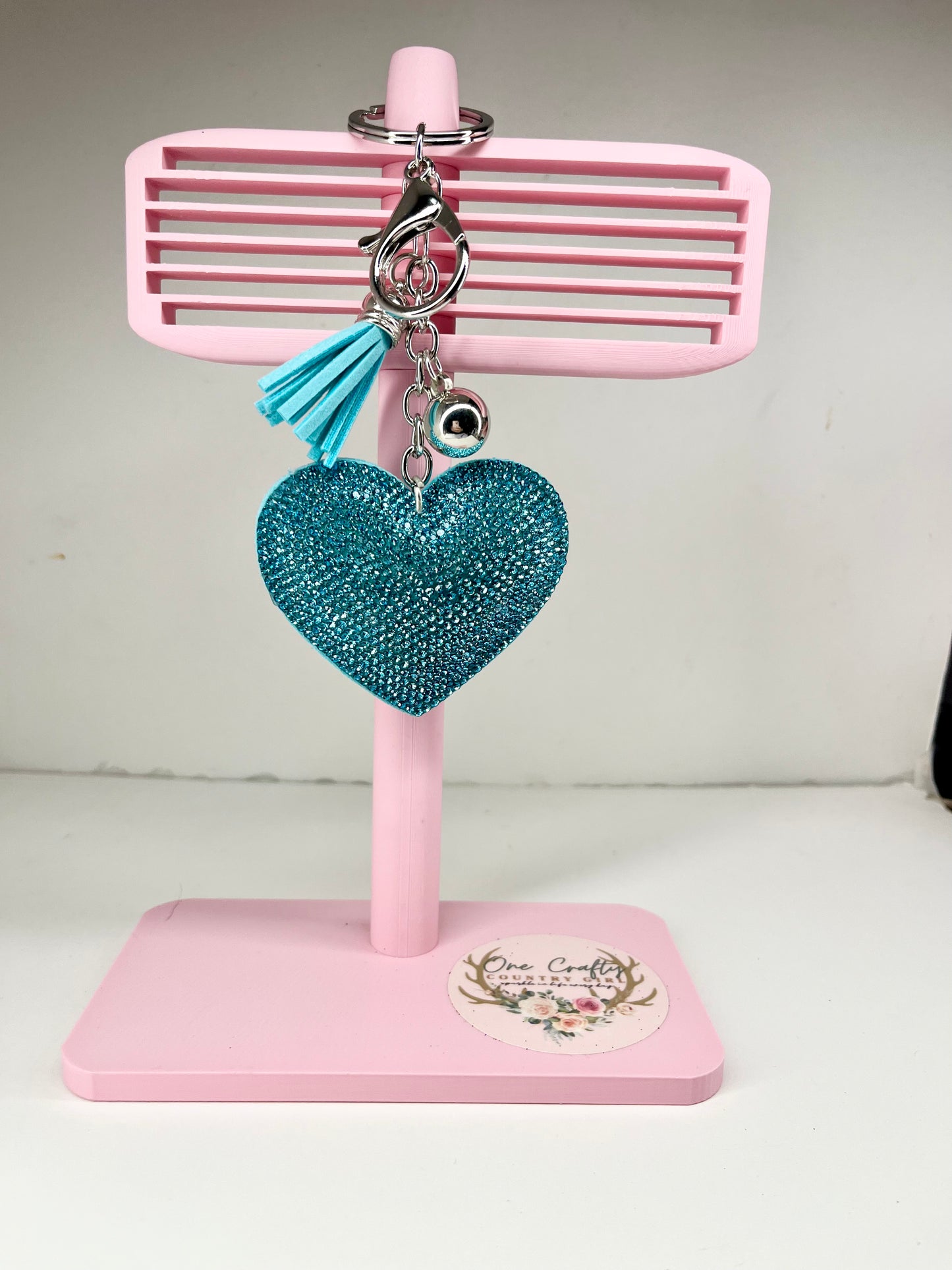 Sparkly Rhinestone Heart Keychains