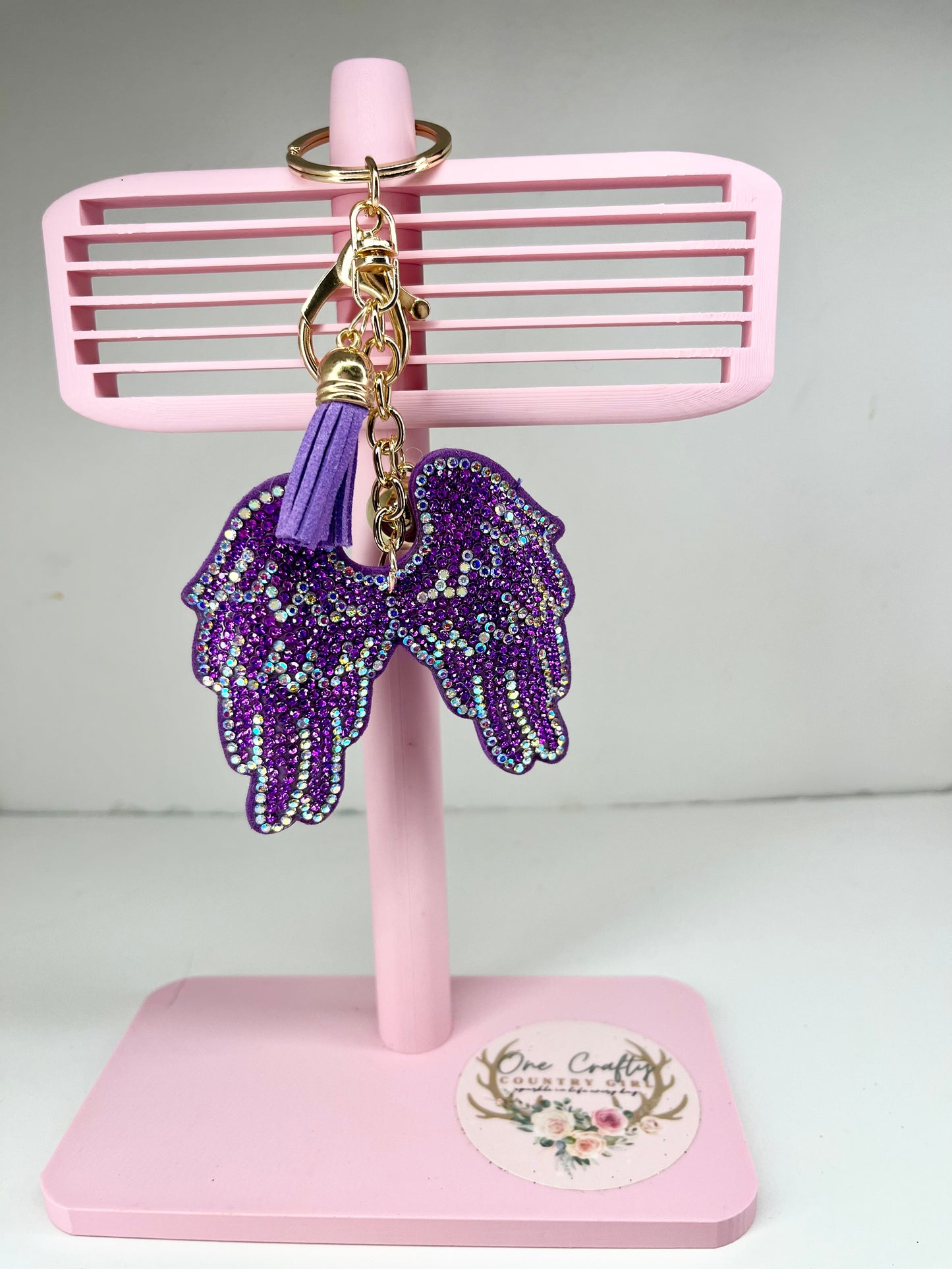 Sparkly Rhinestone Wings Keychain