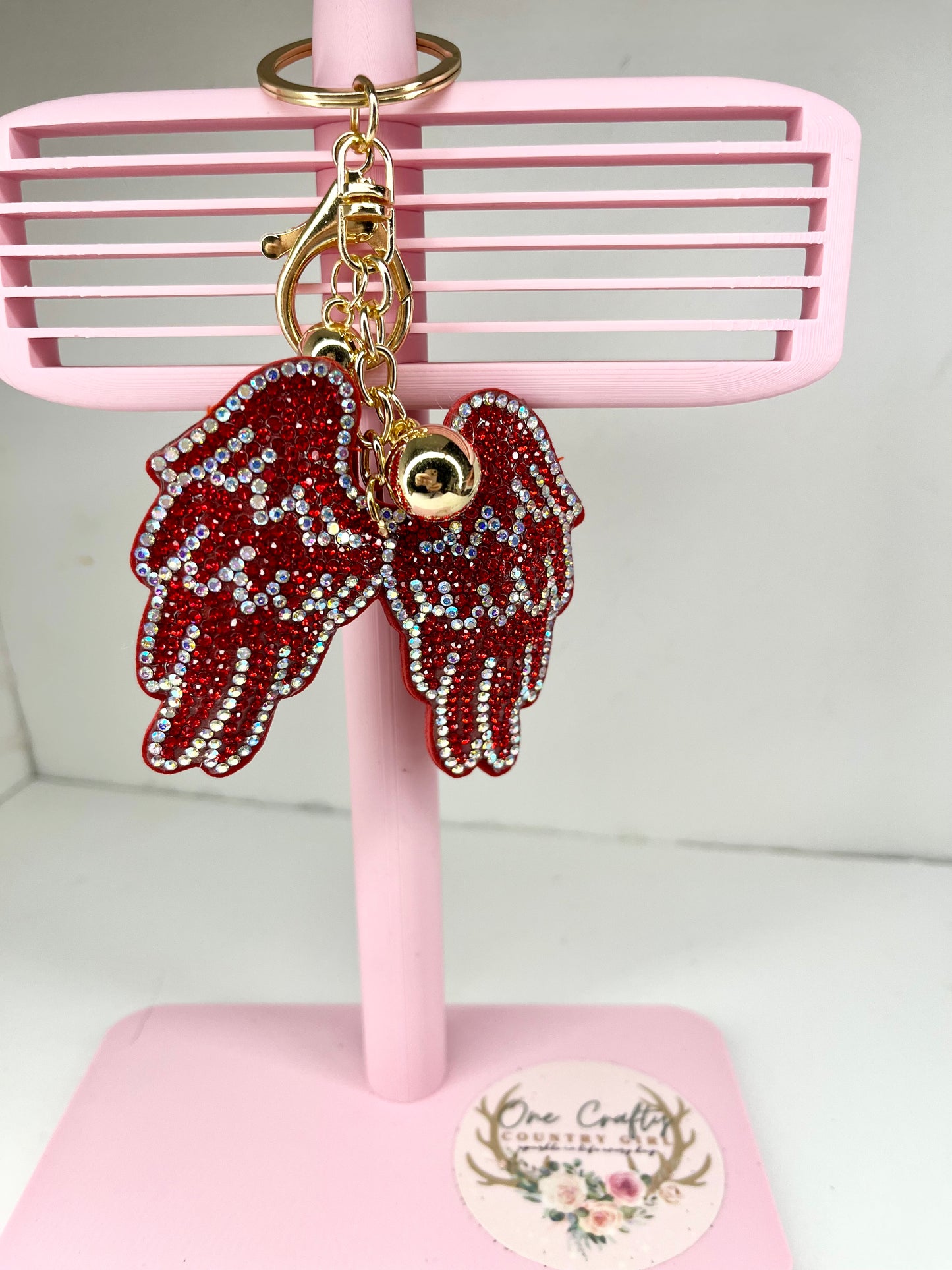 Sparkly Rhinestone Wings Keychain