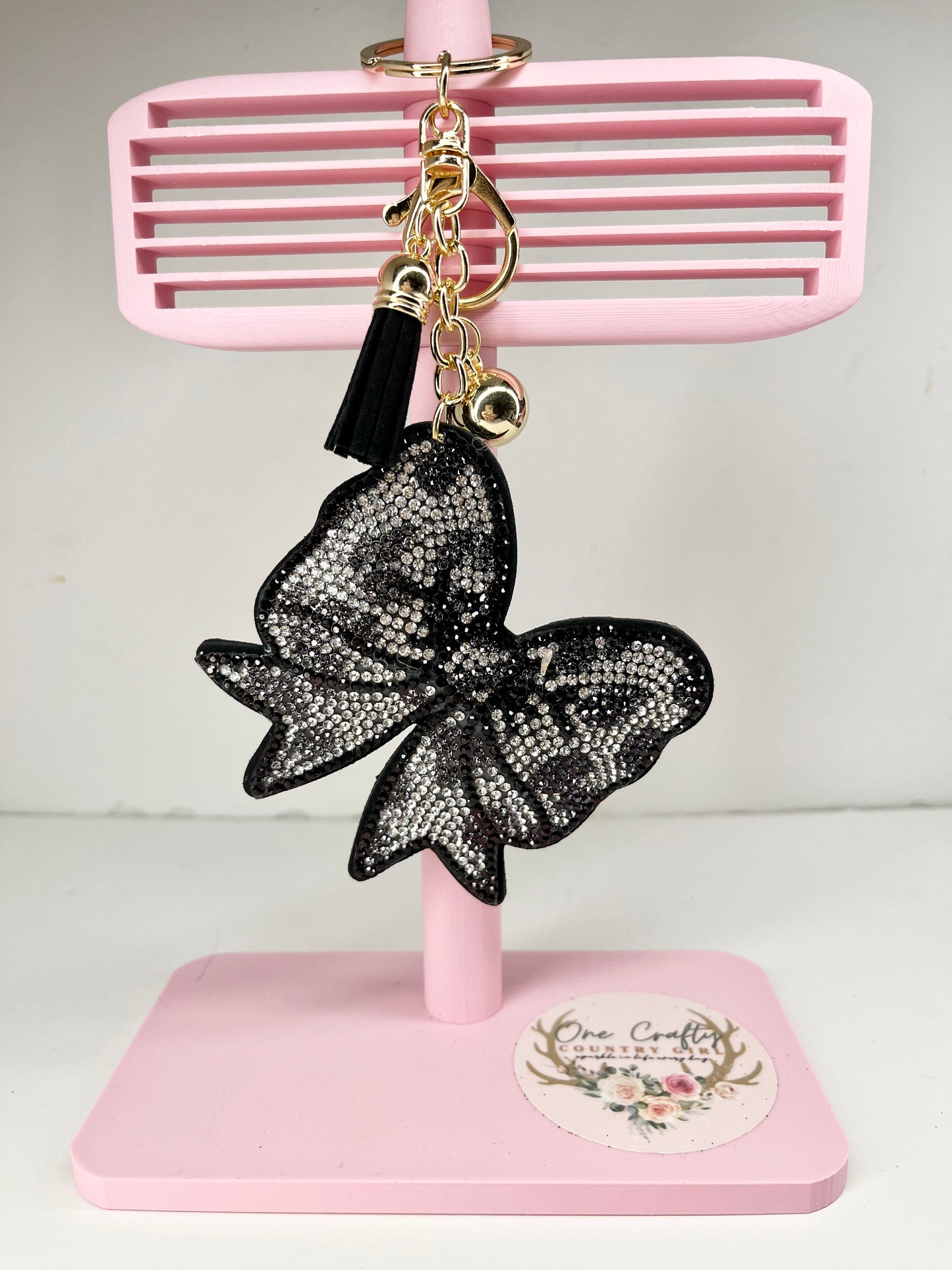 Sparkly Rhinestone Bow Keychains