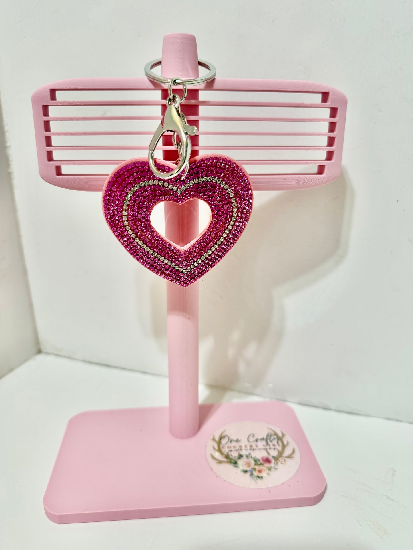 Heart With A Hole Sparkly Rhinestone Keychain