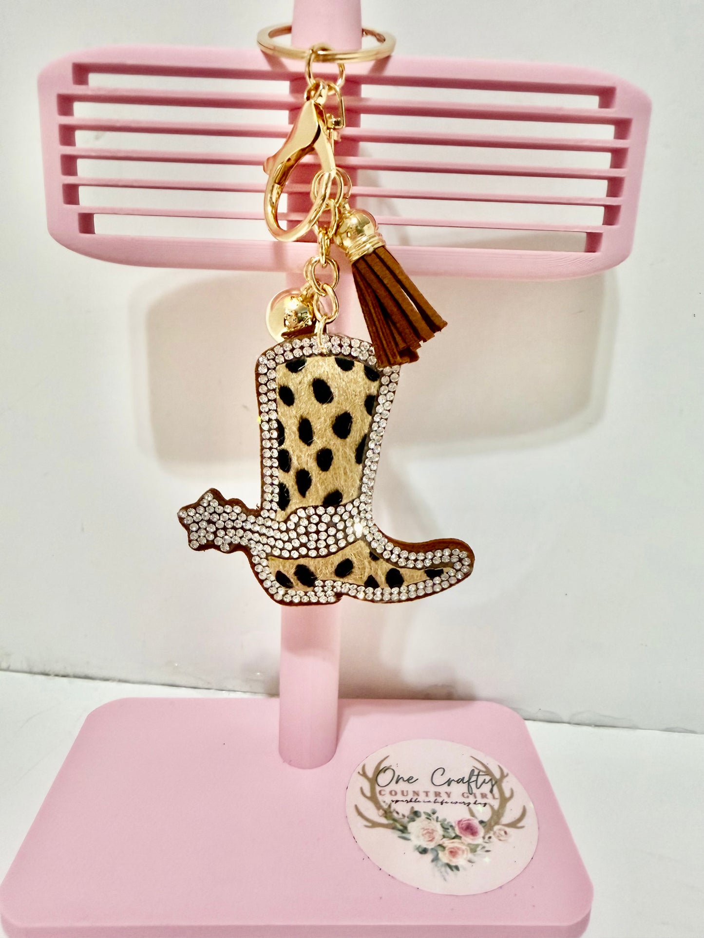 Cowboy Boots Sparkly Rhinestone keychain
