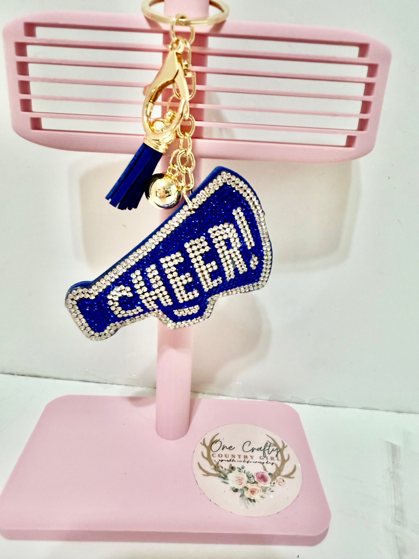 Cheer Megaphone Sparkly Rhinestone Keychain