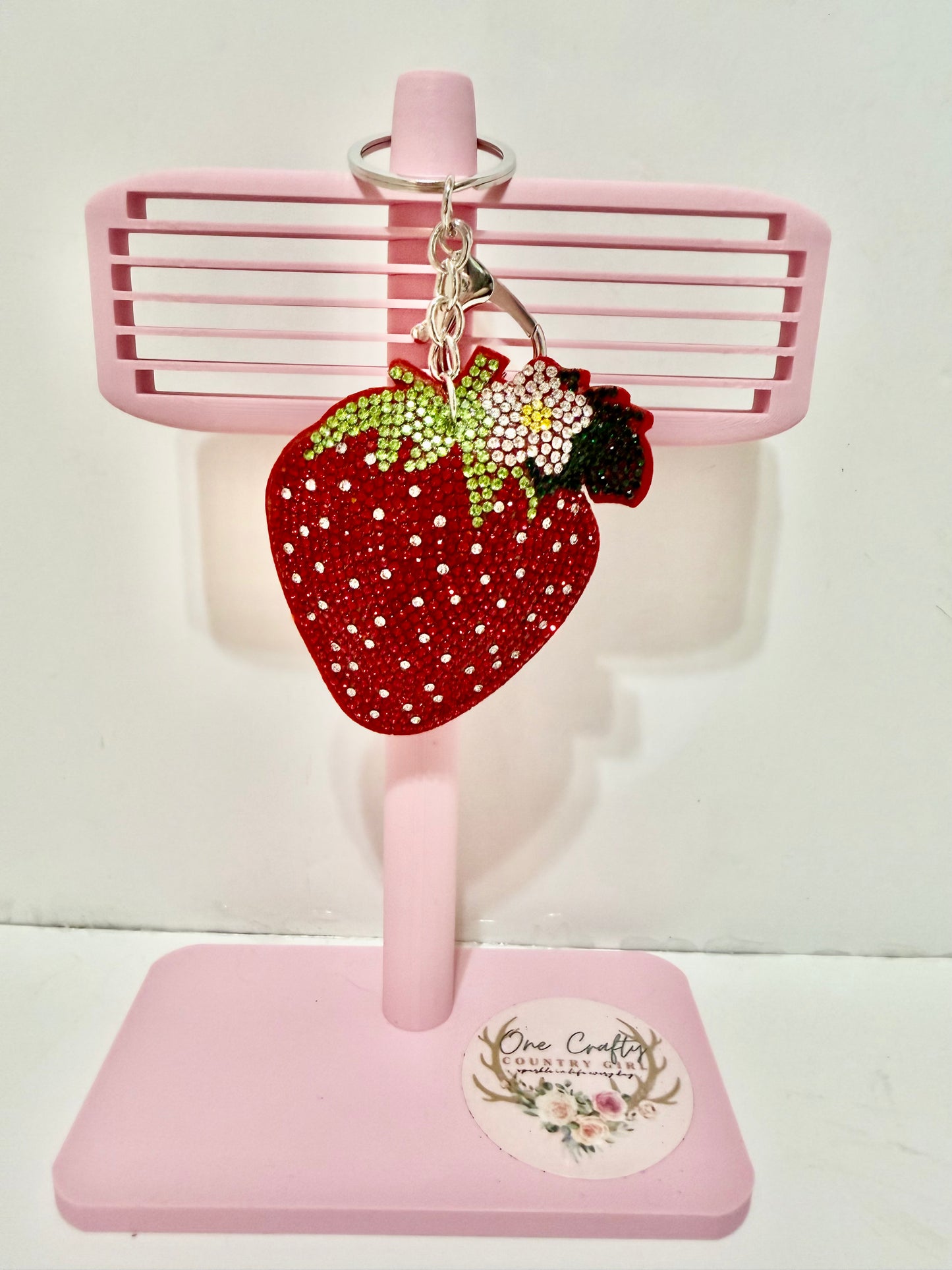 Strawberry Sparkly Rhinestone Keychains
