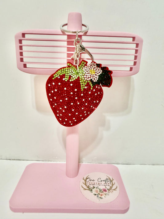 Strawberry Sparkly Rhinestone Keychains