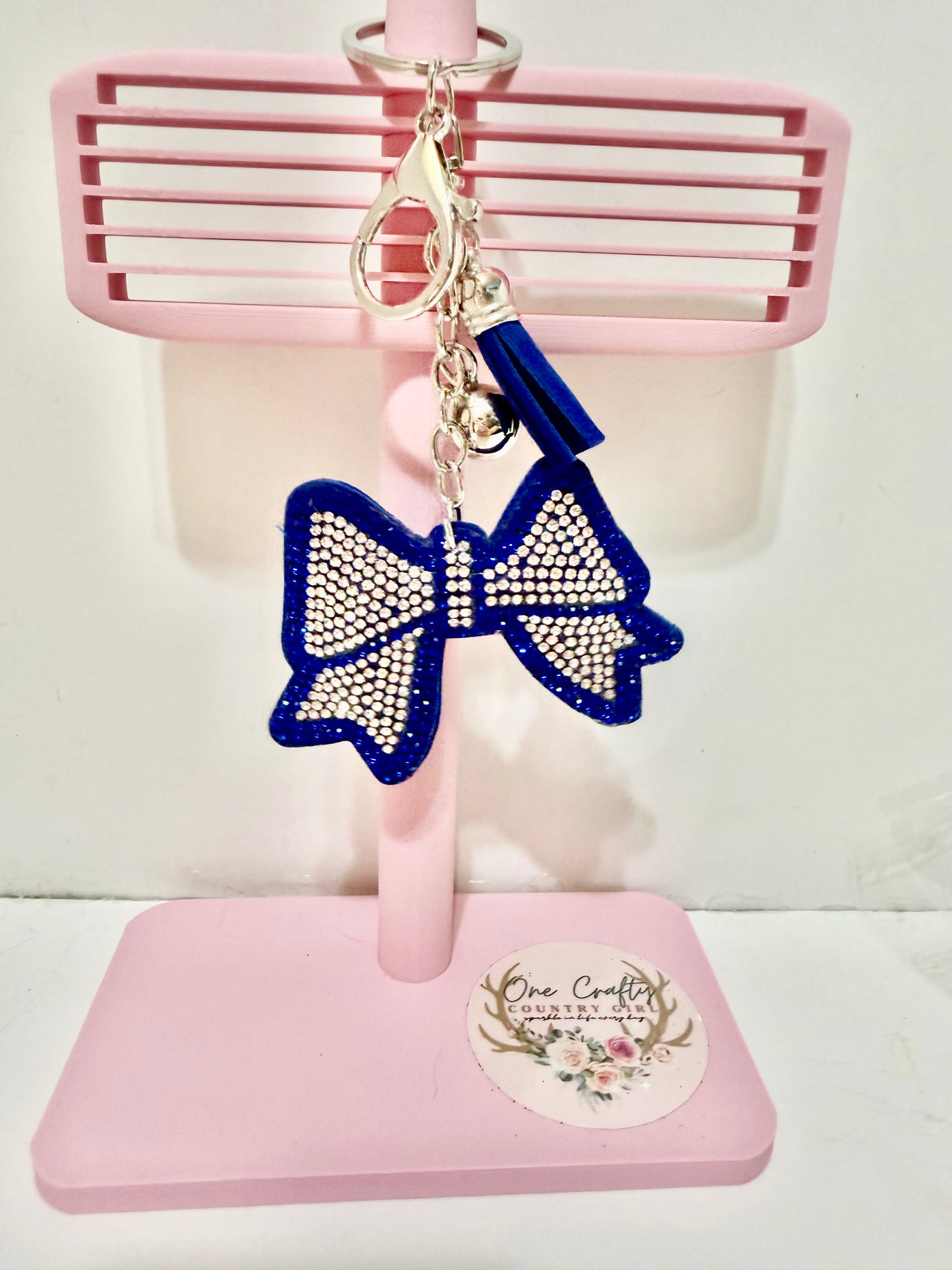 Sparkly Rhinestone Cheer Bow Keychain