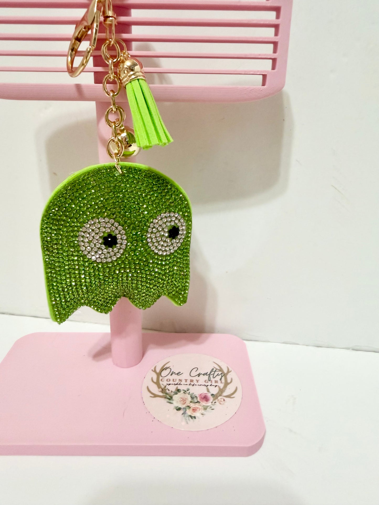 Pac Man Ghost Sparkly Rhinestone Keychains