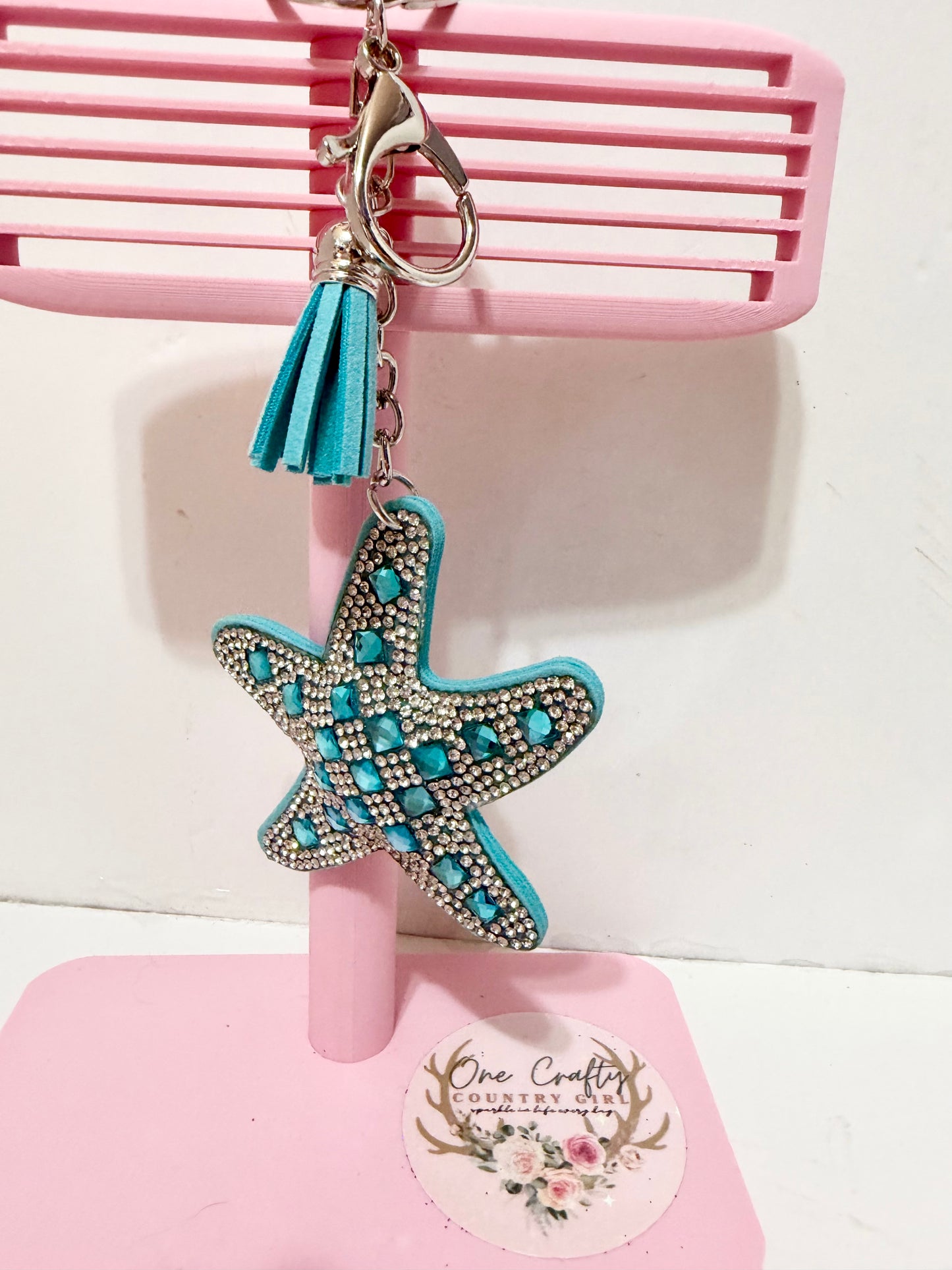Beach Sparkly Rhinetone Keychain