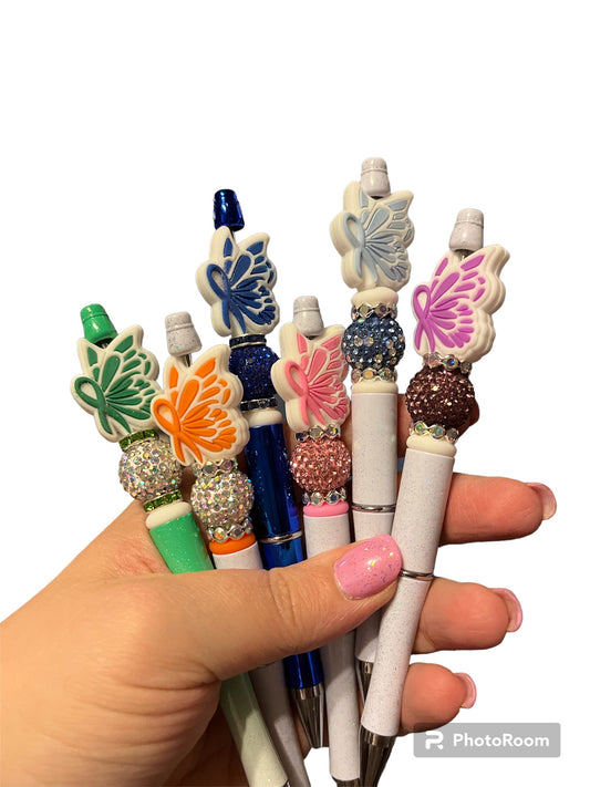 Ribbon Awareness Butterfly Beadable Pens