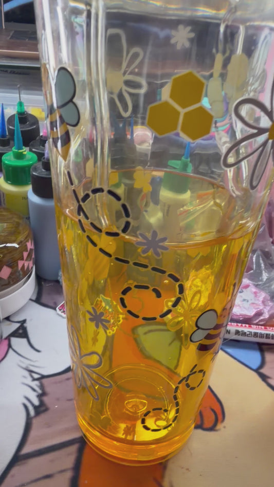 Bees on a 24 oz Acrylic Honey Drip Snowglobe